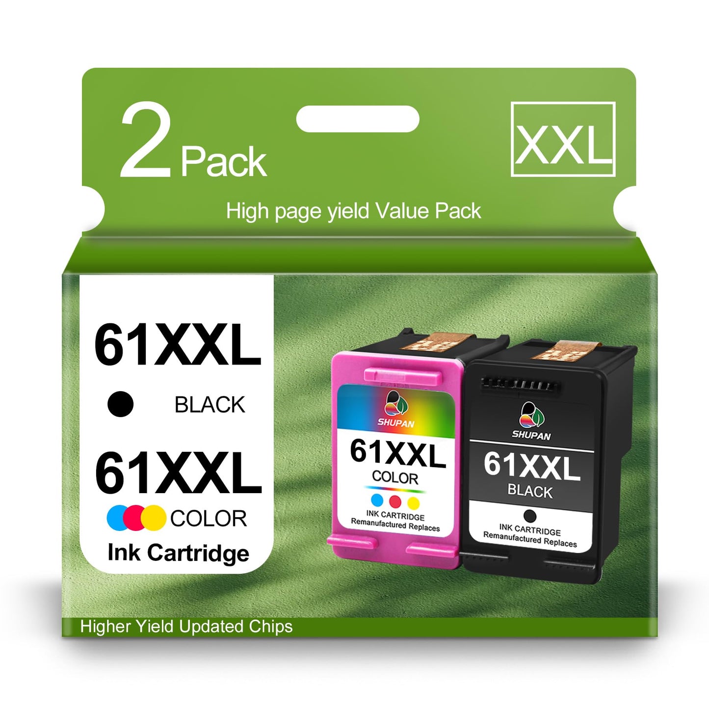 61XXL Ink Cartridge Balck and Color Combo Pack Replacement for HP 61XL 61 Use with HP Envy 4500 4508 5535 DeskJet 1000 1012 1512 0fficejet 2620 2624 eAl0 SeriesPrinter (2 Pack)