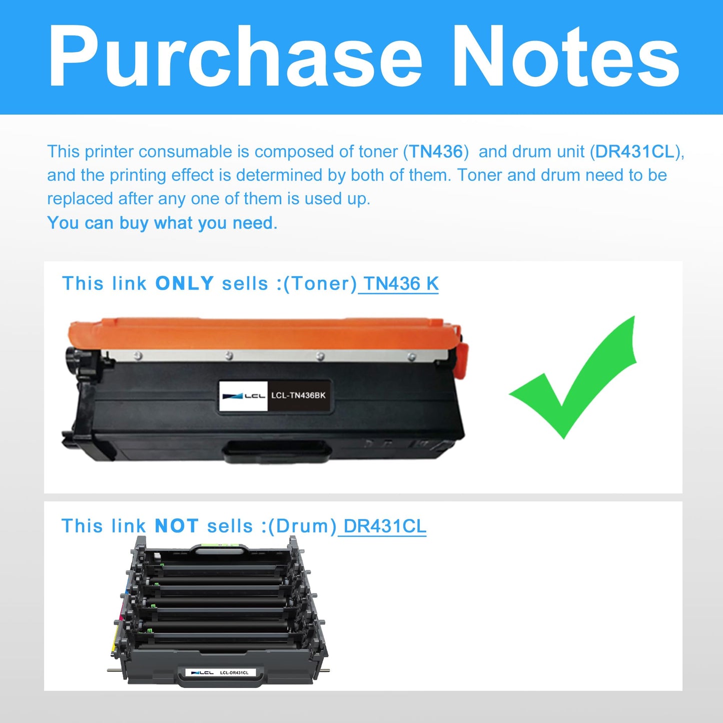LCL TN436 Black Toner Cartridge Replacement for TN-436 TN436 TN436BK Super High Yield for DCP-L8410CDW MFC-L8690CDW MFC-L8610CDW MFC-L8900CDW MFC-L8905CDW HL-L8360CDW HL-L8260CDW HL-L8360CDWT (1-PK)