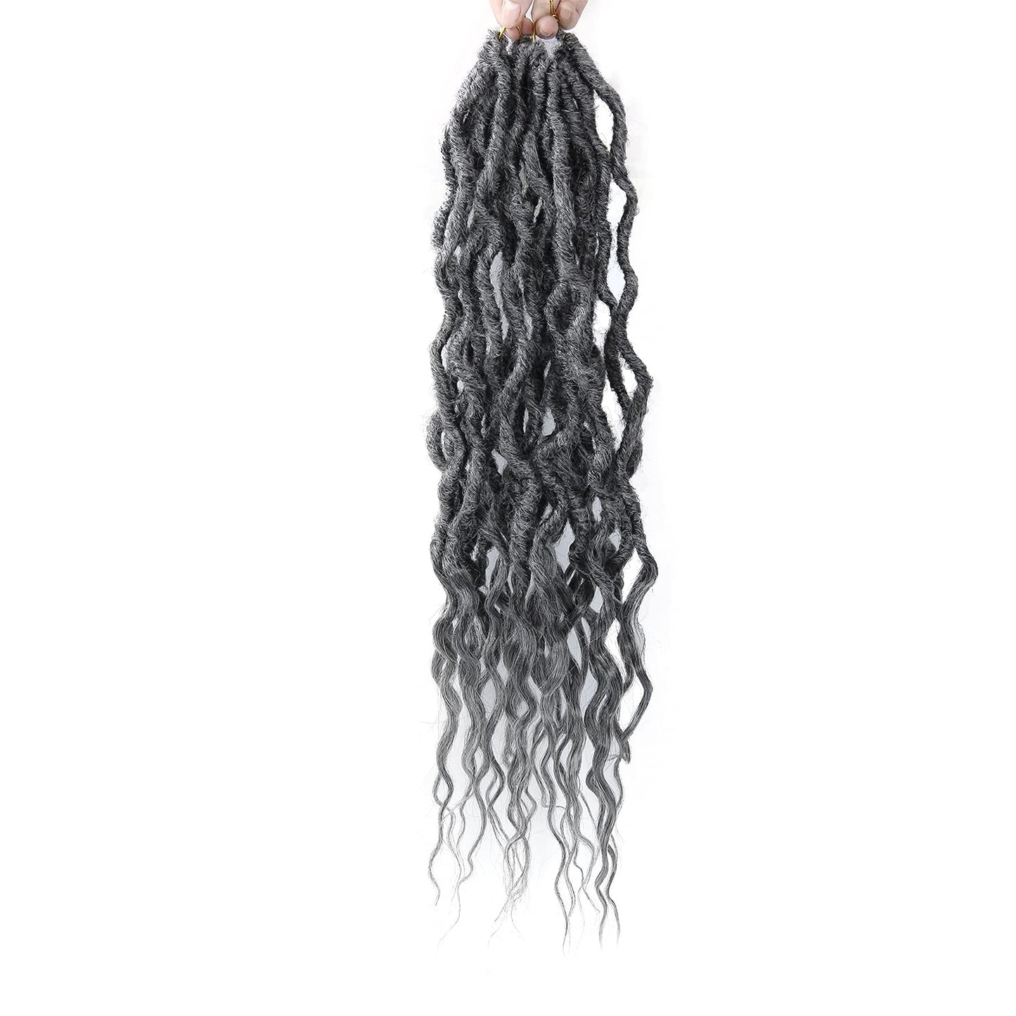 Goddess Faux Locs Crochet Hair 24Inch 6Packs Pre-looped Goddess Locs Crochet Hair,Curly Locs Crochet Hair Soft Dreadlocks Faux Crochet Locs Synthetic Crochet Braids for Black Women(24'', Grey) …