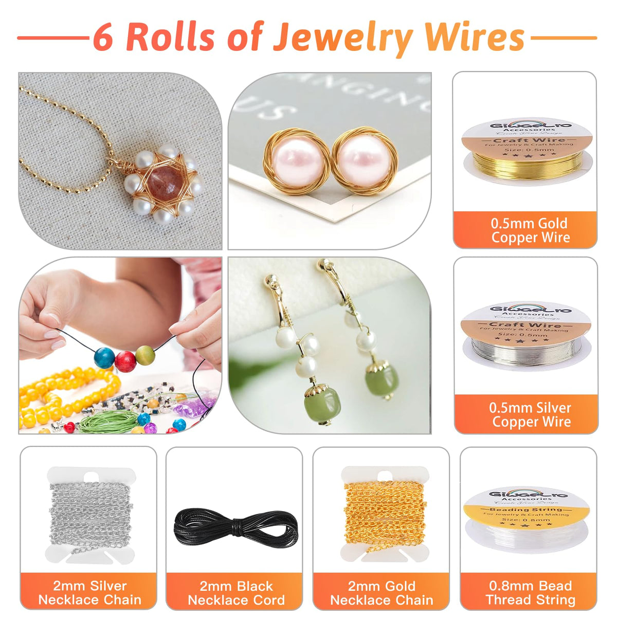 Giwaelro Jewelry Making Kit for Adults, Jewelry Making Supplies with Jewelry Making Tools, Jewelry Pliers, Jewelry Wires, Findings, Necklace Chains, Magnifier and Storage Bag