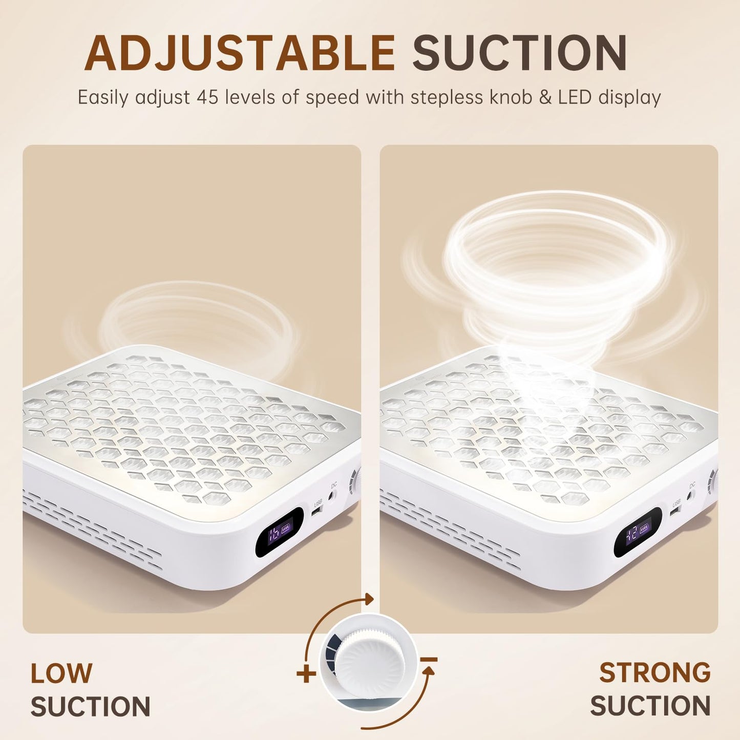 CHRISTINE SHELLY Nail Dust Collector, Rechargeable Dust Collector Nail Tech, Powerful Vacuum Fan Vent Dust Collector Extractor Dust Suction Machine for Acrylic Nails Polishing, Nail Salon&Home