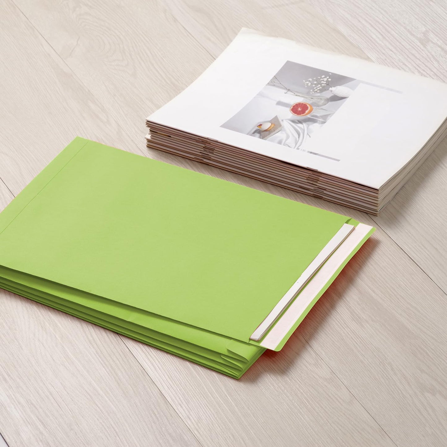 Tanshuqin 9" x 12.75" Light Green Self-Seal Catalog Envelopes Recycled Envelopes for Invitation Cards, Organizing and Storage, Pictures, Photos, Documents (100 PCS)