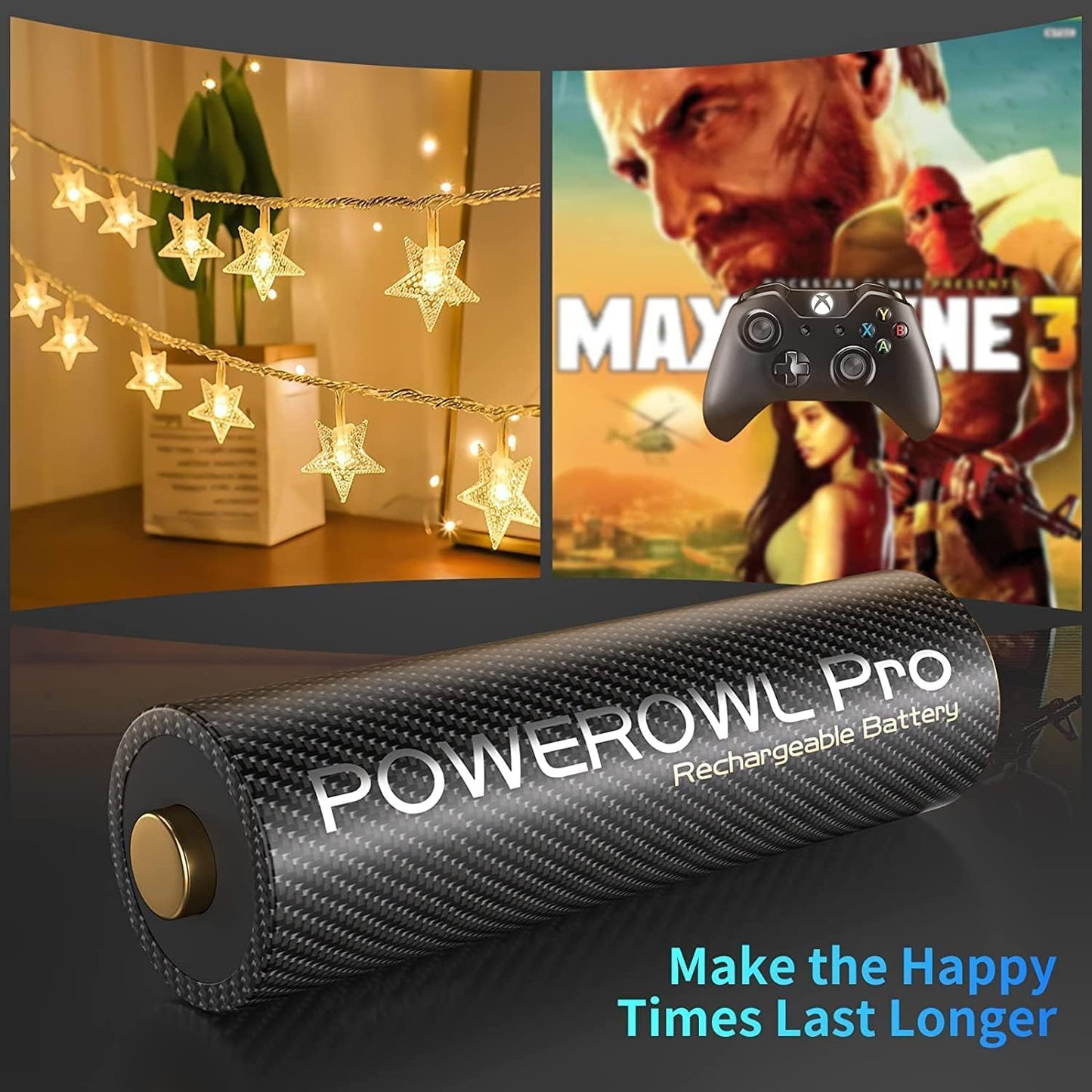 Golden-top Rechargeable Batteries AA, POWEROWL 16 Count NiMH Double A Battery High Capacity 2800mAh