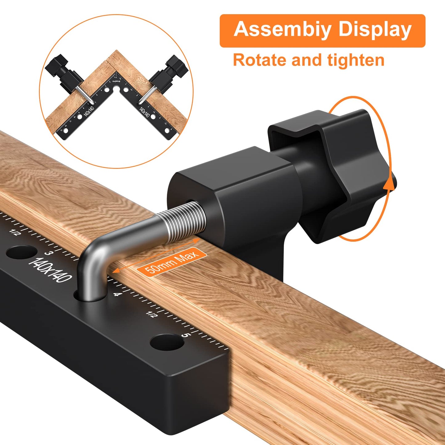 Preciva 90 Degree Positioning Squares (14cm/5.5"), Aluminum Alloy Right Angle Clamps Fixing Clamp, Professional Woodworking Tools Carpenter Squares for Picture Frame Box (5.5inch*4 Pack) (4)