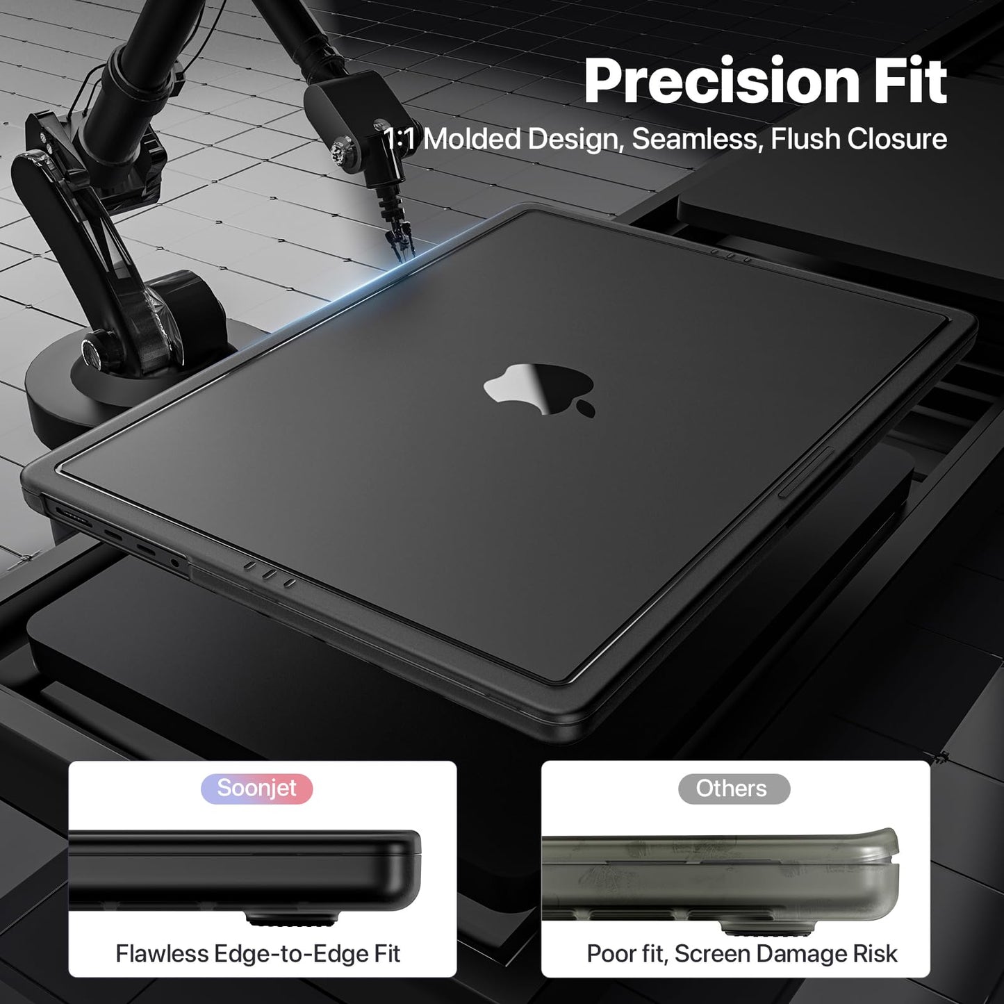 Soonjet for MacBook Pro 16 inch Case | M5 M4 M3 M2 M1 Pro/Max 2026 2024-2021 | 100% Match Official Color | Protective Hard Shell Laptop Cover | Space Black Clear
