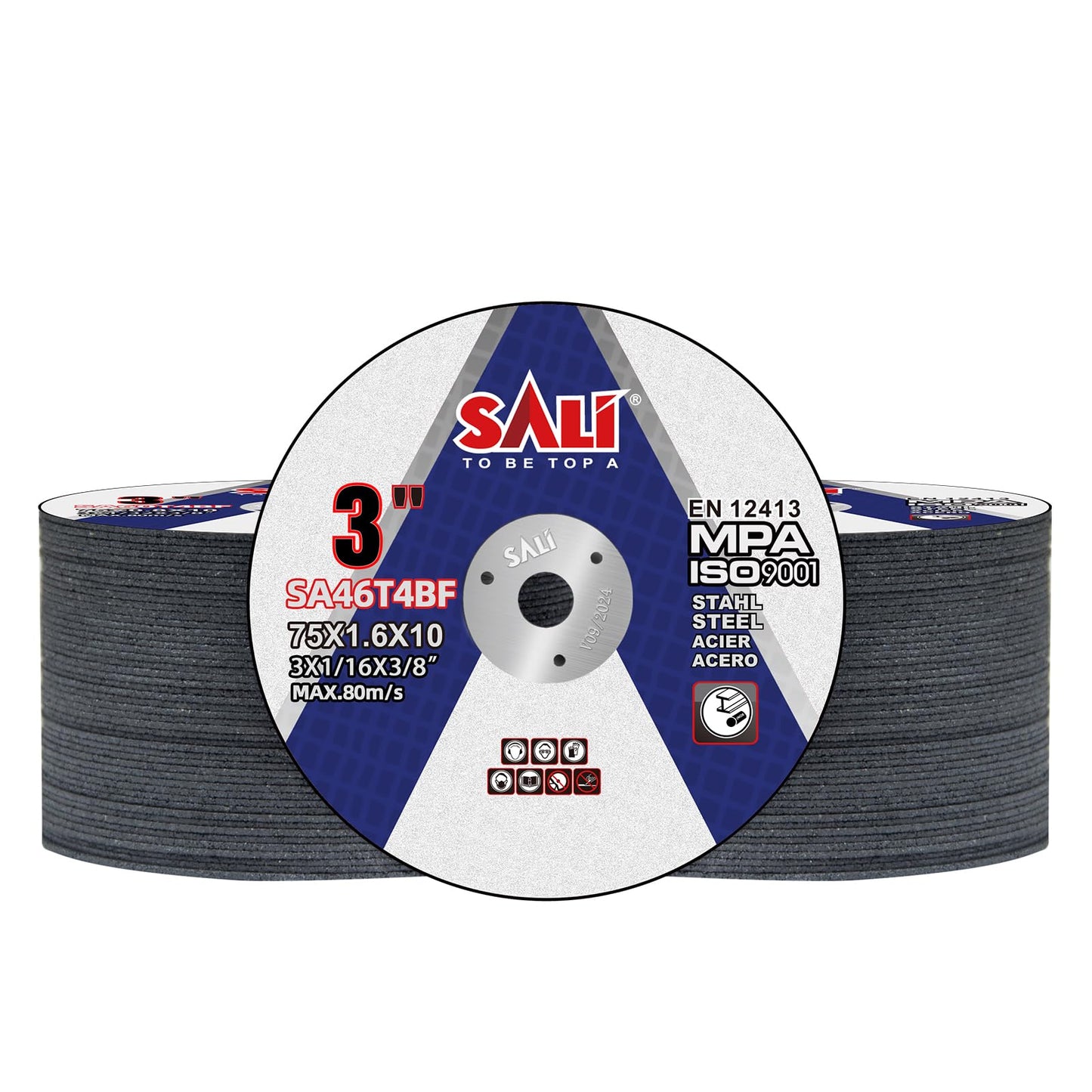 SALI 100 Pack Cut Off Wheels 3 Inch General Purpose Metal Cutting Wheel for 3 In Angle Grinders and Die Grinders- Cutting Disc Aggressive Cutting 3" x 1/16" x 3/8" Operating Up to 20380 RPM and 80 M/S