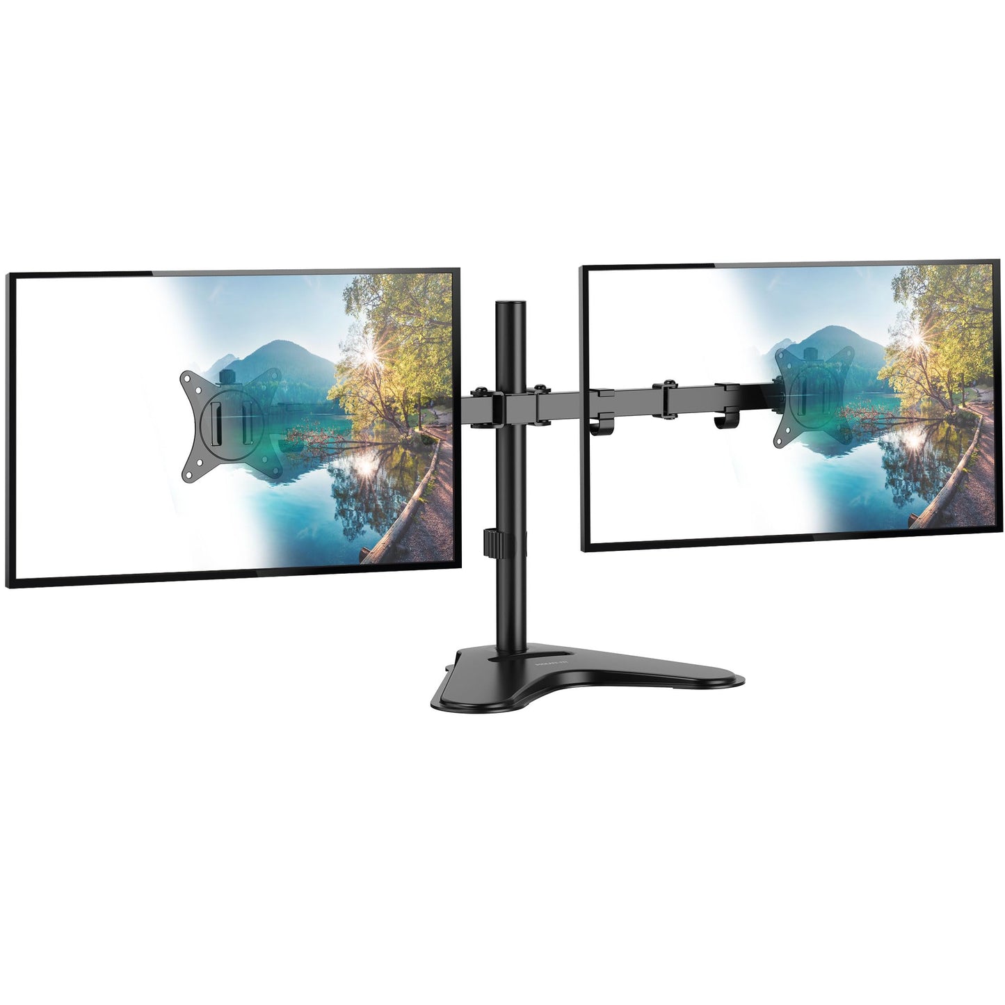 Mount-It! Dual Monitor Stand for Desk, Free Standing Monitor Mount for 2 Screens up to 32”, Height Adjustable with Tilt, Swivel & Rotation, VESA 75x75 & 100x100
