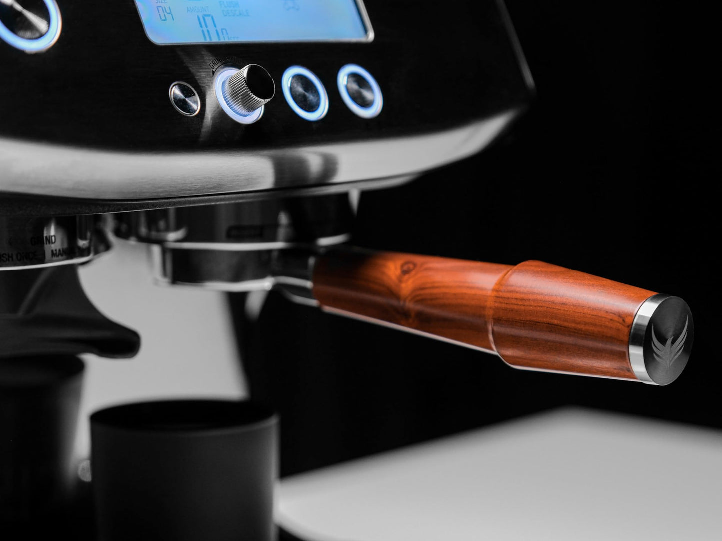 KNODOS 54mm Bottomless Portafilter Breville Compatible Rosewood Handle & Naked 18-21 Gram Filter Basket Included Fits Barista Express, Pro, Touch, Bambino Plus, Infuser, Duo Temp Pro Impress