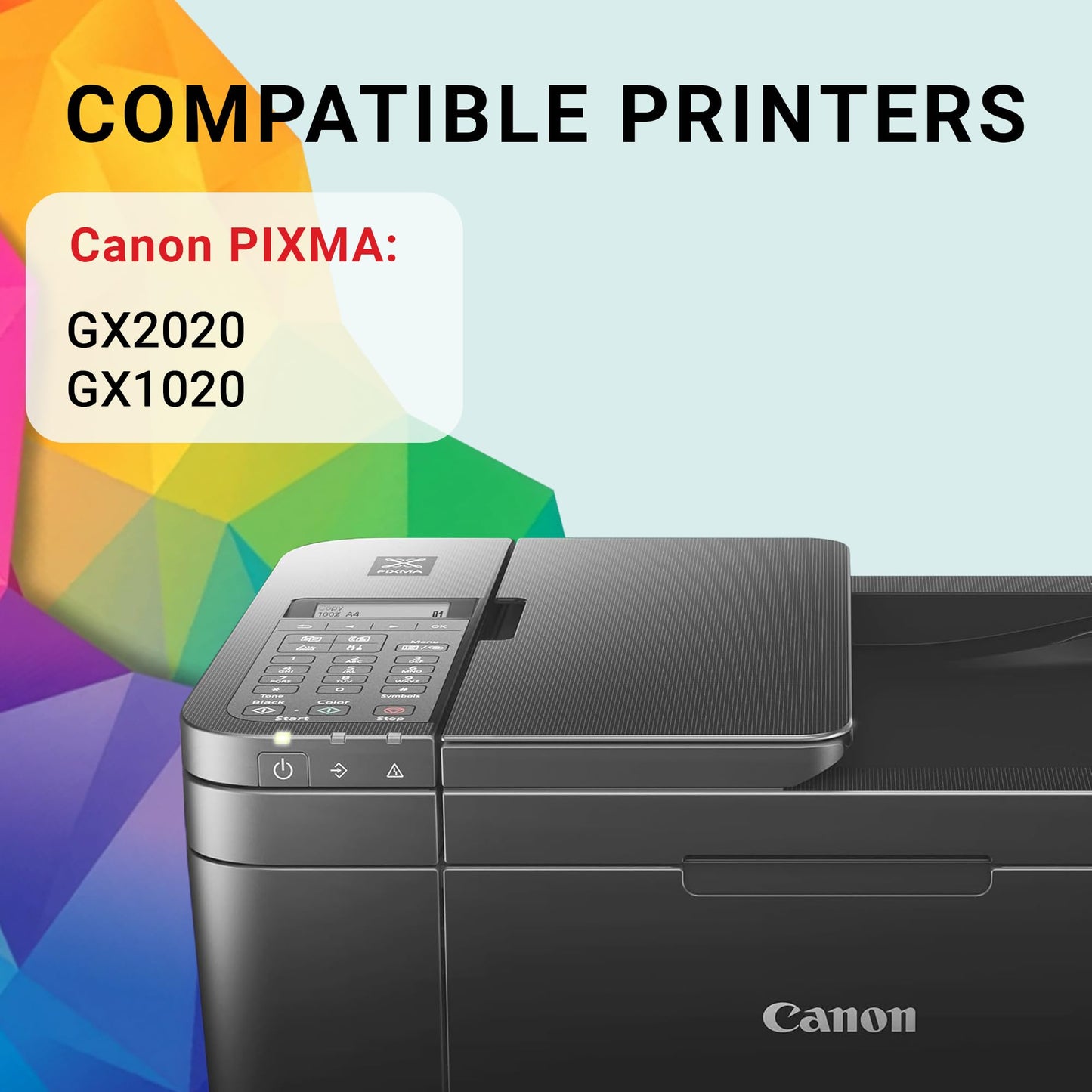 Canon Genuine Ink Cartridges GI-25 Series (Black, Cyan, Magenta & Yellow), Value Pack (4-Count), Original Canon Printer Ink for PIXMA GX2020 / GX1020 Printers