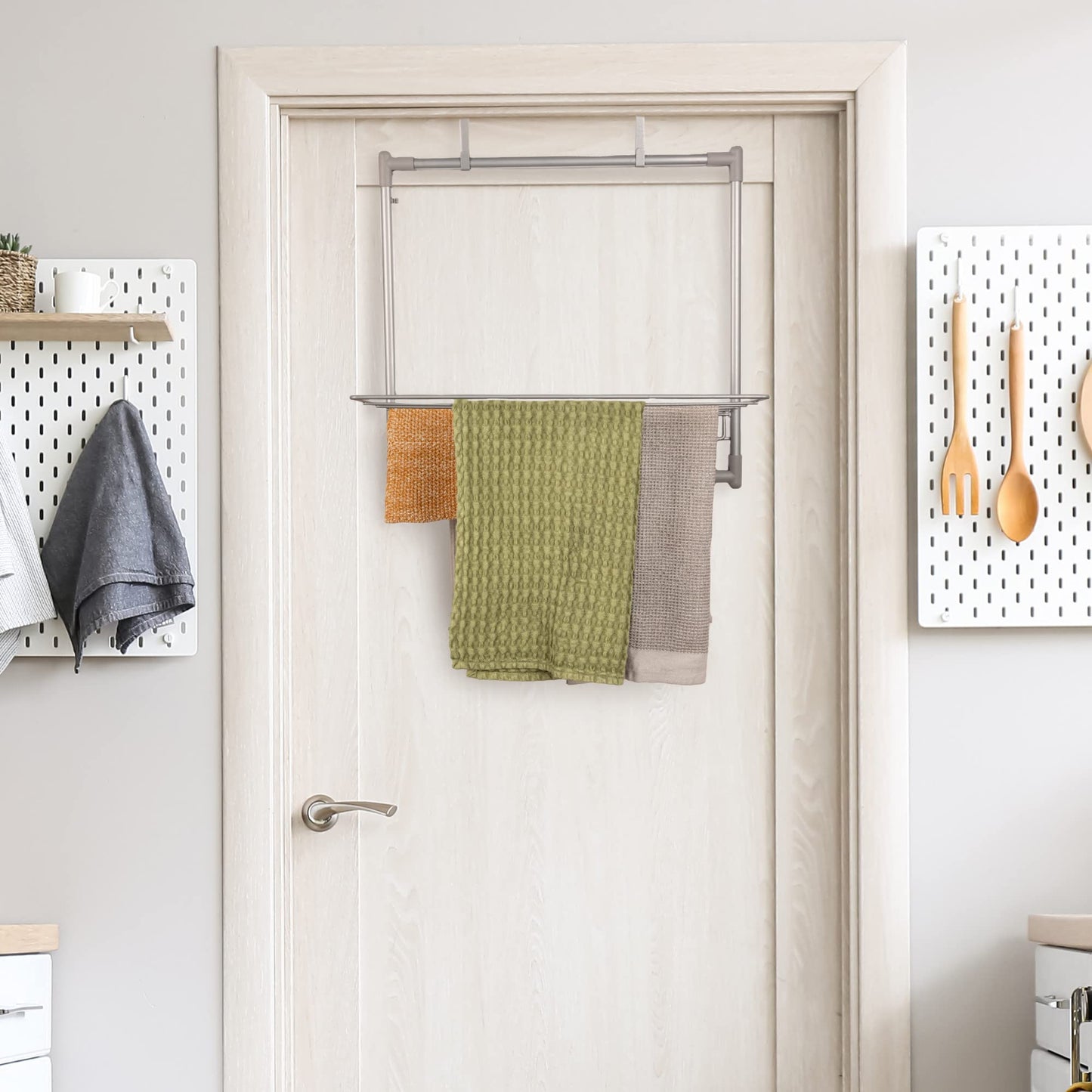 Household Essentials Metal Expandable Over The Door Drying Rack, Gray