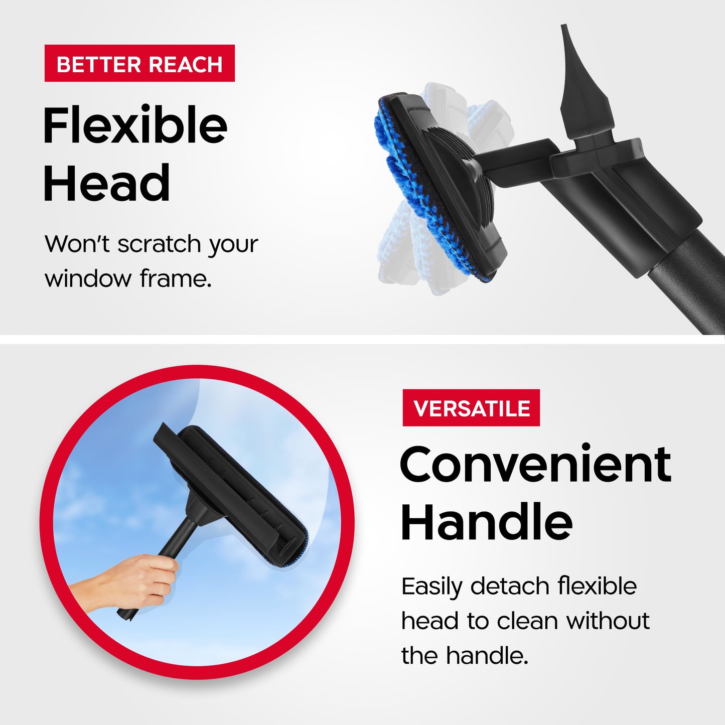 Tyroler 2-in-1 High Window Cleaning Tool | Window Squeegee Extendable with 30-280CM 7-Part Handle | Squeegee Window Cleaner Tool Made of 100% Natural Rubber | Perfect Window Cleaning & Washing Kit