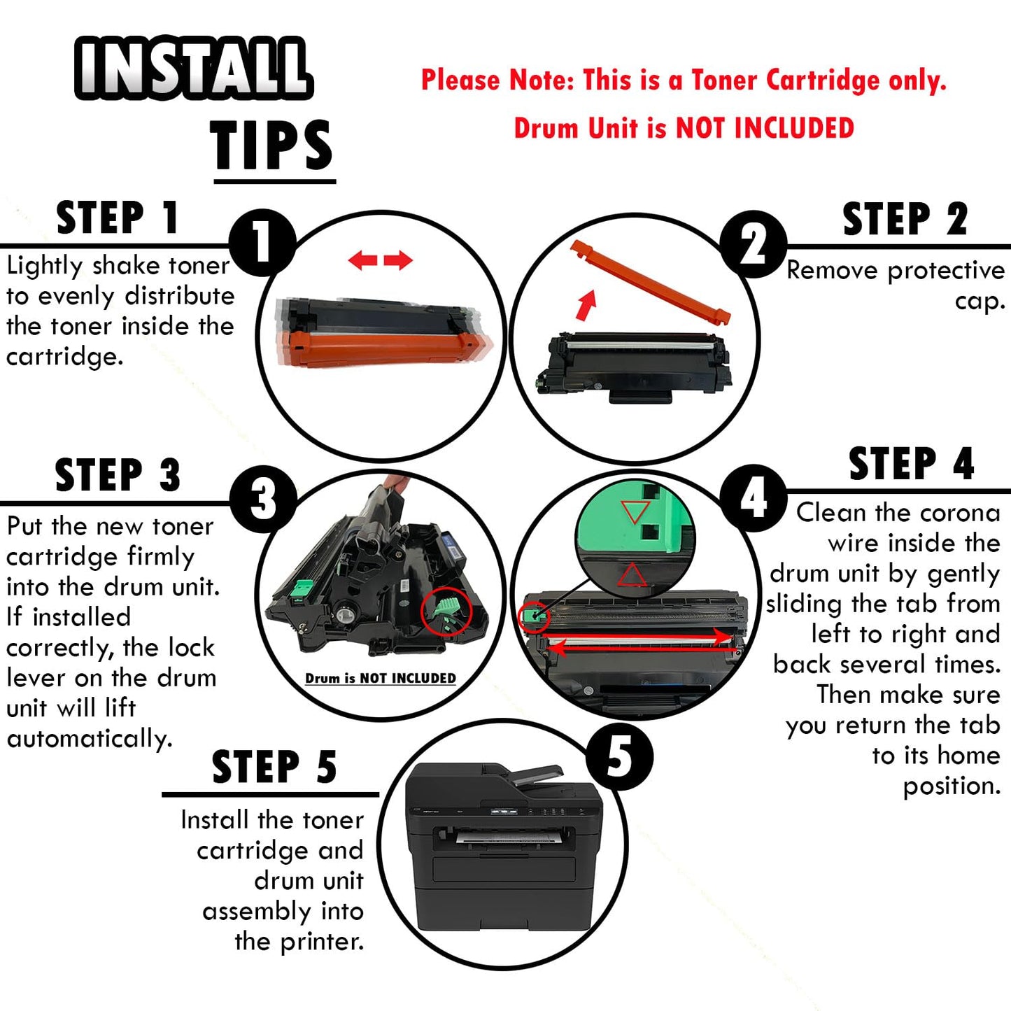 4 Inkfirst Compatible Toner Cartridges TN830XL 830XL Replacement for Brother TN830XL HL-L2865DW DCP-L2640DW MFC-L2807DW MFC-L2820DW HL-L2405W HL-L2460DW HL-L2460DWXL HL-L2465DW HL-L2480DW