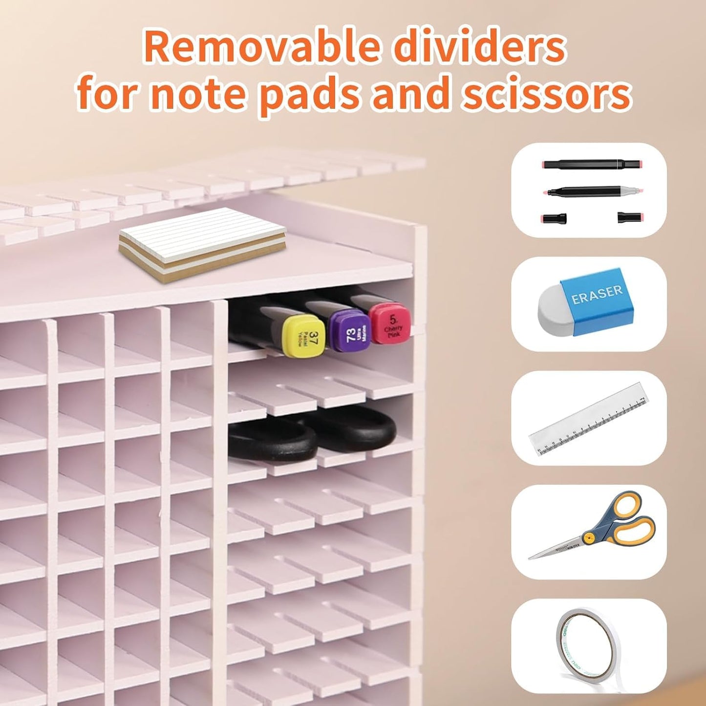 QOOWFEANIG Plastic Marker Organizer - 120 Slots Multipurpose Art Marker Rack with Removable Divider
