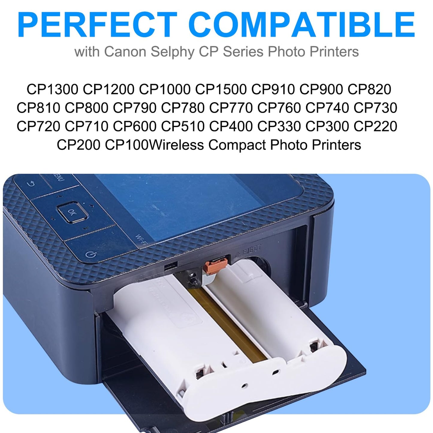 Compatible for Canon Selphy CP1500 CP1300 Ink and Paper KP-108IN 3 Color Ink Cartridges & 108 Sheets 4x6 Paper for Selphy CP1300, CP1200, CP1500, CP910, CP900, CP760, CP770, CP780 CP800 Printer