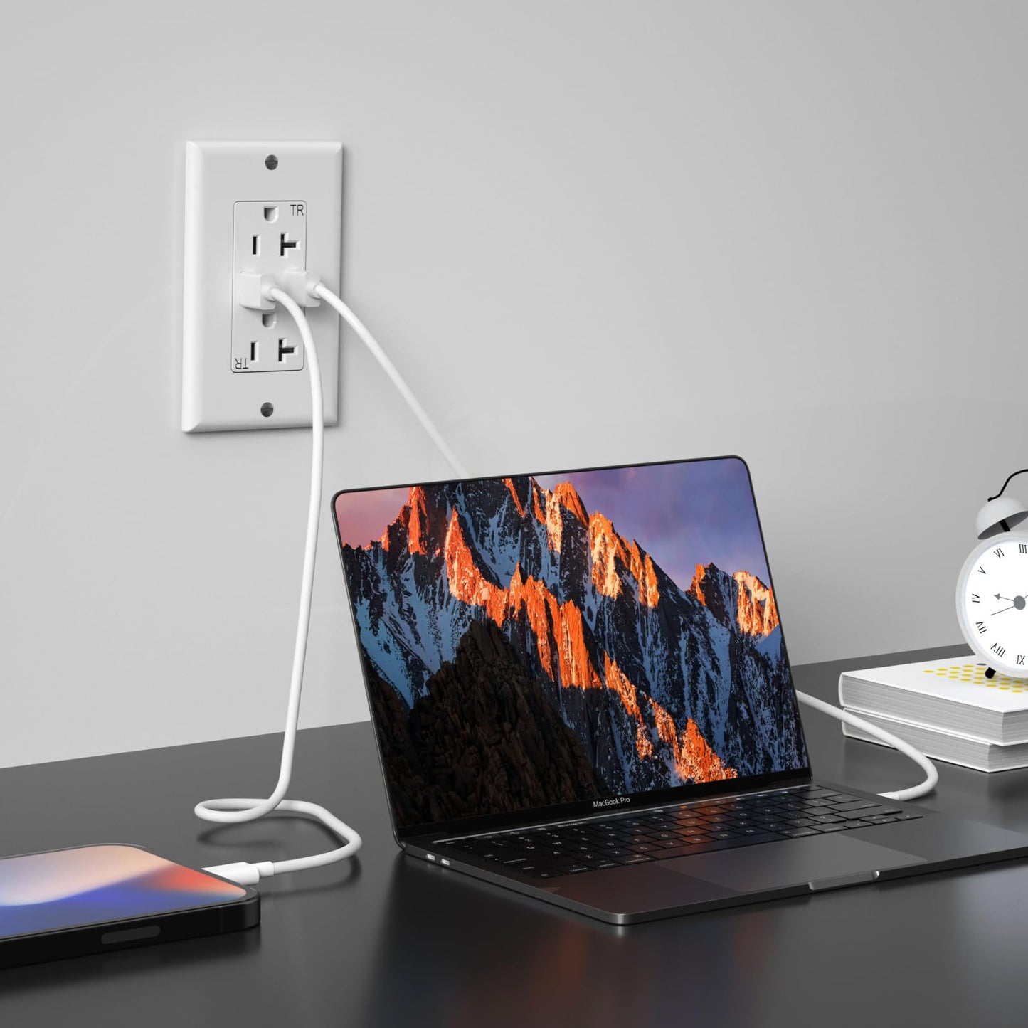 Oviitech USB Outlet High Speed Charger 4.2A Charging Capability, 20 Amp Tamper-Resistant Receptacle Plug Wall Socket, ETL Listed, Wall Plate Included, White, 6 Pack