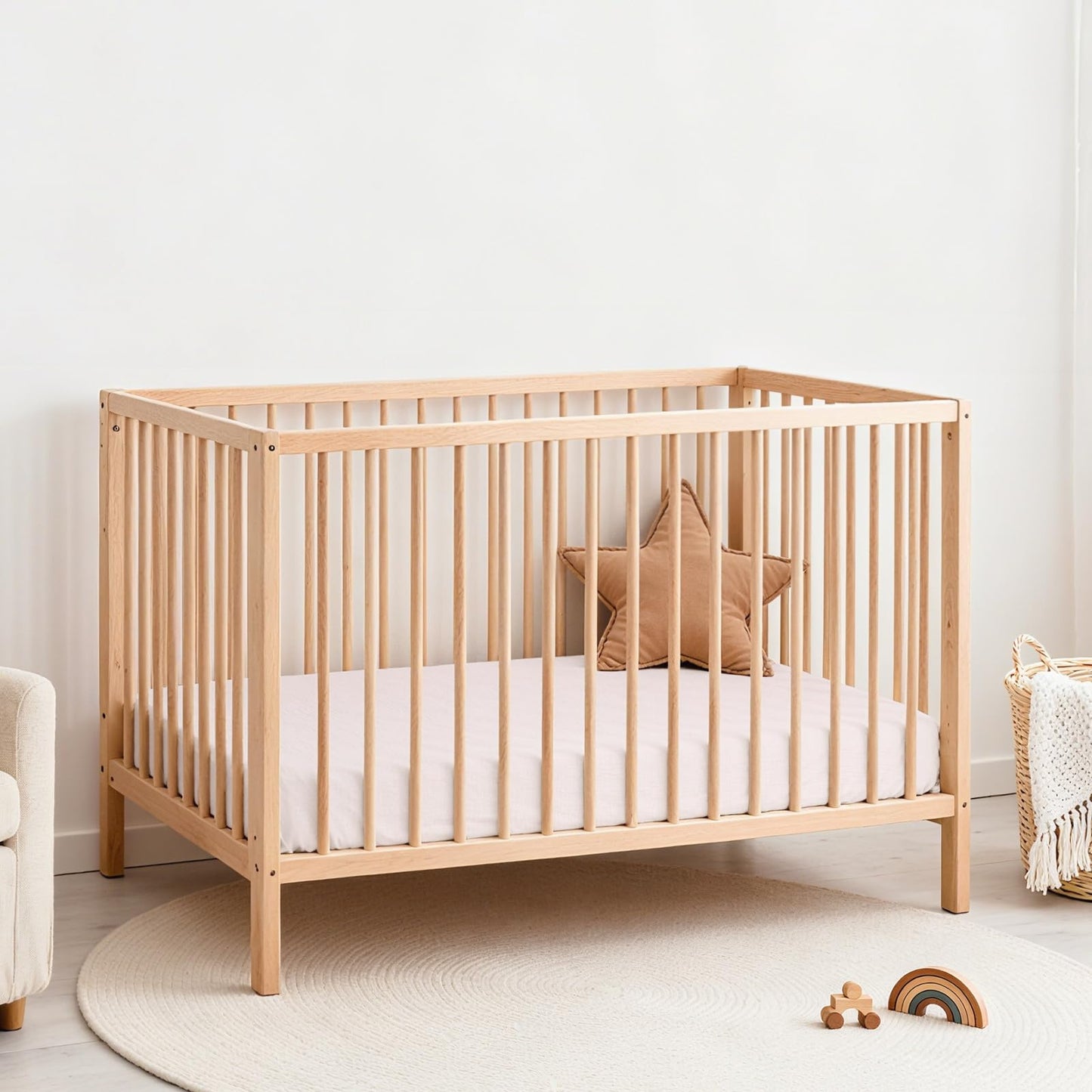 Lulumoon Muslin Crib Sheet Fitted Crib Mattress Sheet for Boys and Girls, 28"x 52" (Light Pink & Soft Pink)