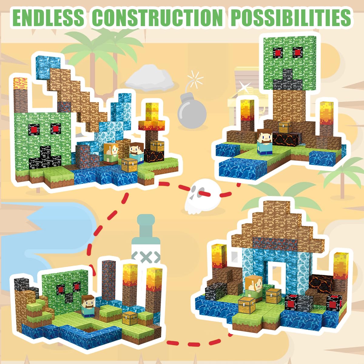 1 Inch Magnetic Blocks Building Blocks 160Pcs Set, Magnet Building Toy Set Magnet Constructions Stacking Toys STEM Sensory Educational Christmas Birthday Gifts for Toddler Boys Girls