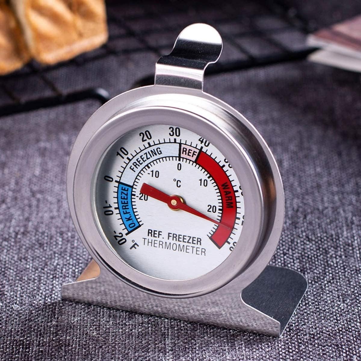 12 Pack Refrigerator Freezer Thermometer Large Dial Fridge Freezer Alarm Thermometer Internal Temperature Gauge Dual-Scale -30~30°C/-20~80°F for Freezer Refrigerator Cooler