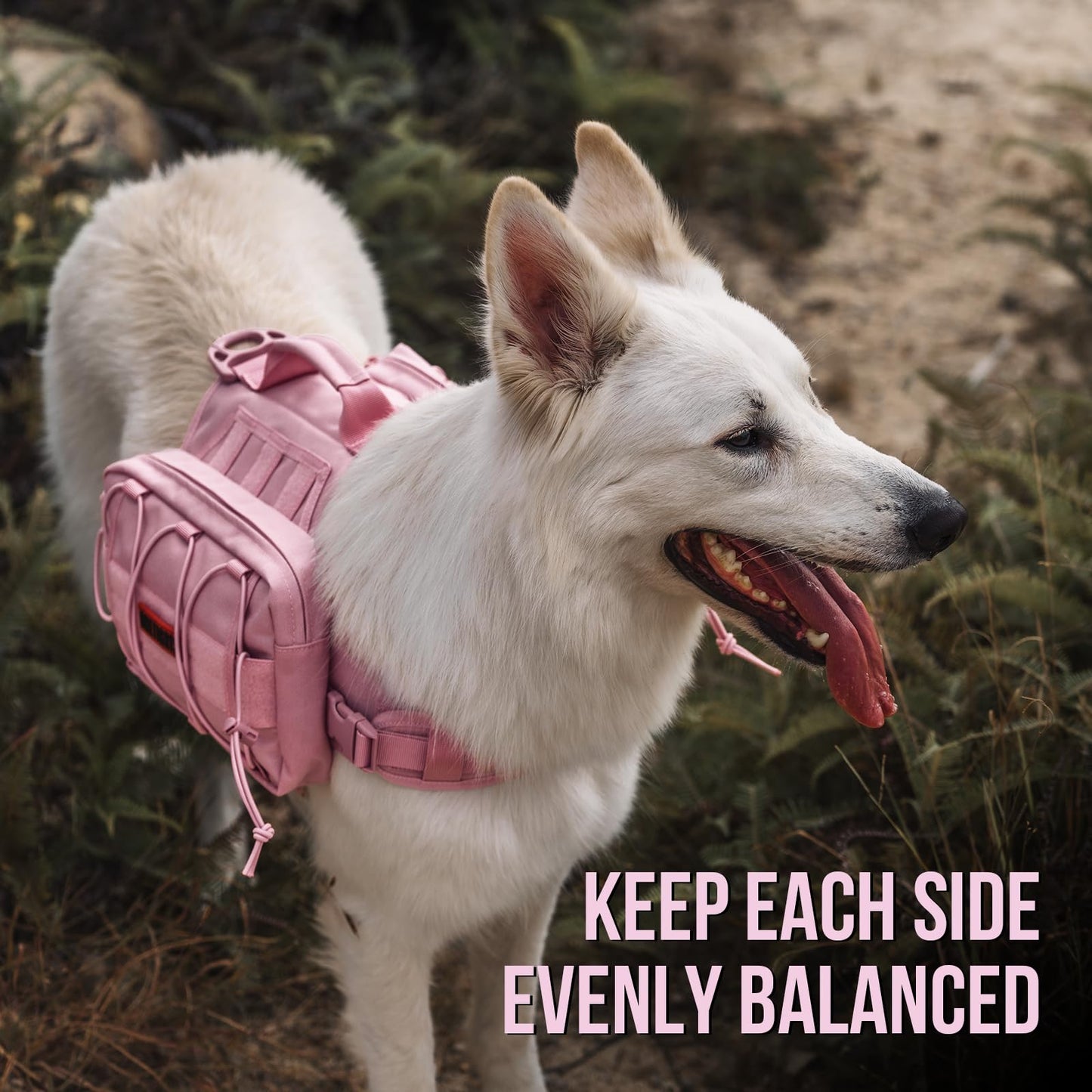 OneTigris Backpack for Dogs to Wear Pet Back Pack with Padded Handle and Leash Attachment Point for Dog with 17"-23.5" Neck Girth and 25"-31" Chest (Pink, Large)