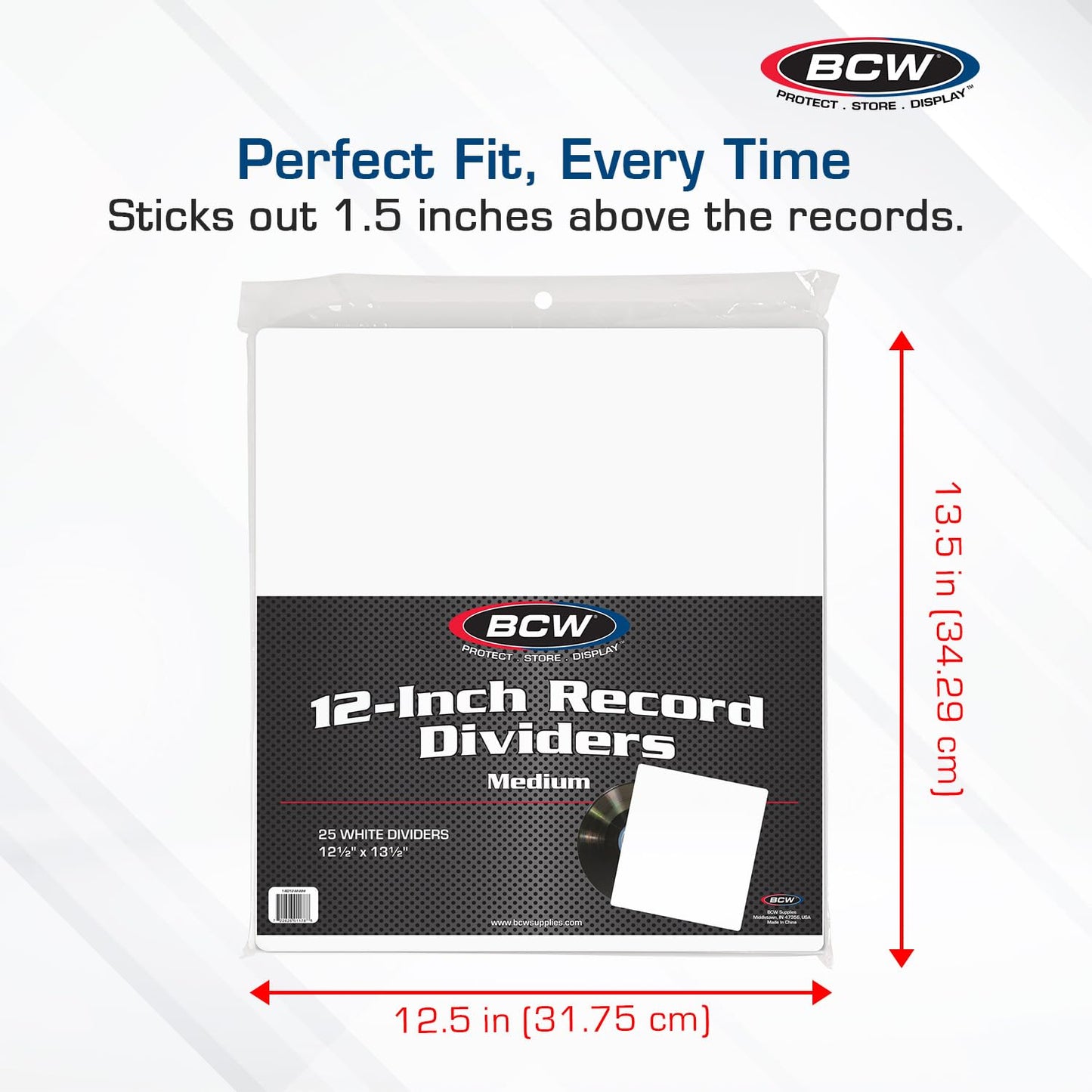 BCW Medium White 12-Inch Record Dividers - 25 Ct | Premium Archival Vinyl Dividers