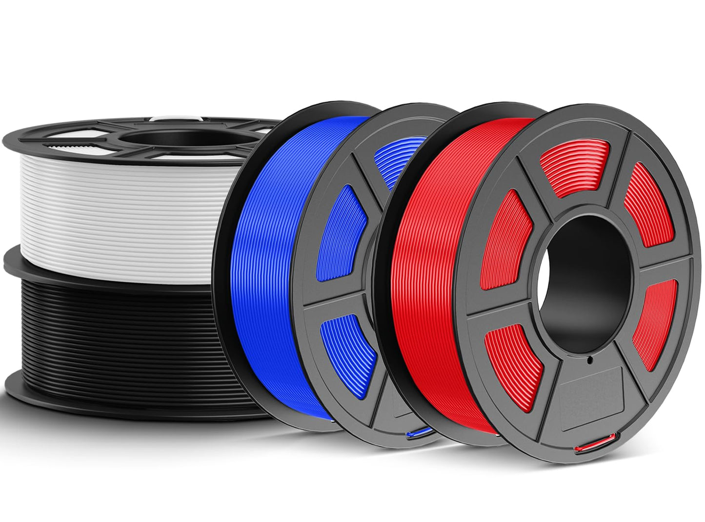 JAYO PETG Filament 1.75mm Bundle 4.4KG, Strong Toughness PETG 3D Printer Filament, Dimensional Accuracy +/- 0.02 mm, Fits for Most FDM 3D Printers (Black, White, Blue, Red).