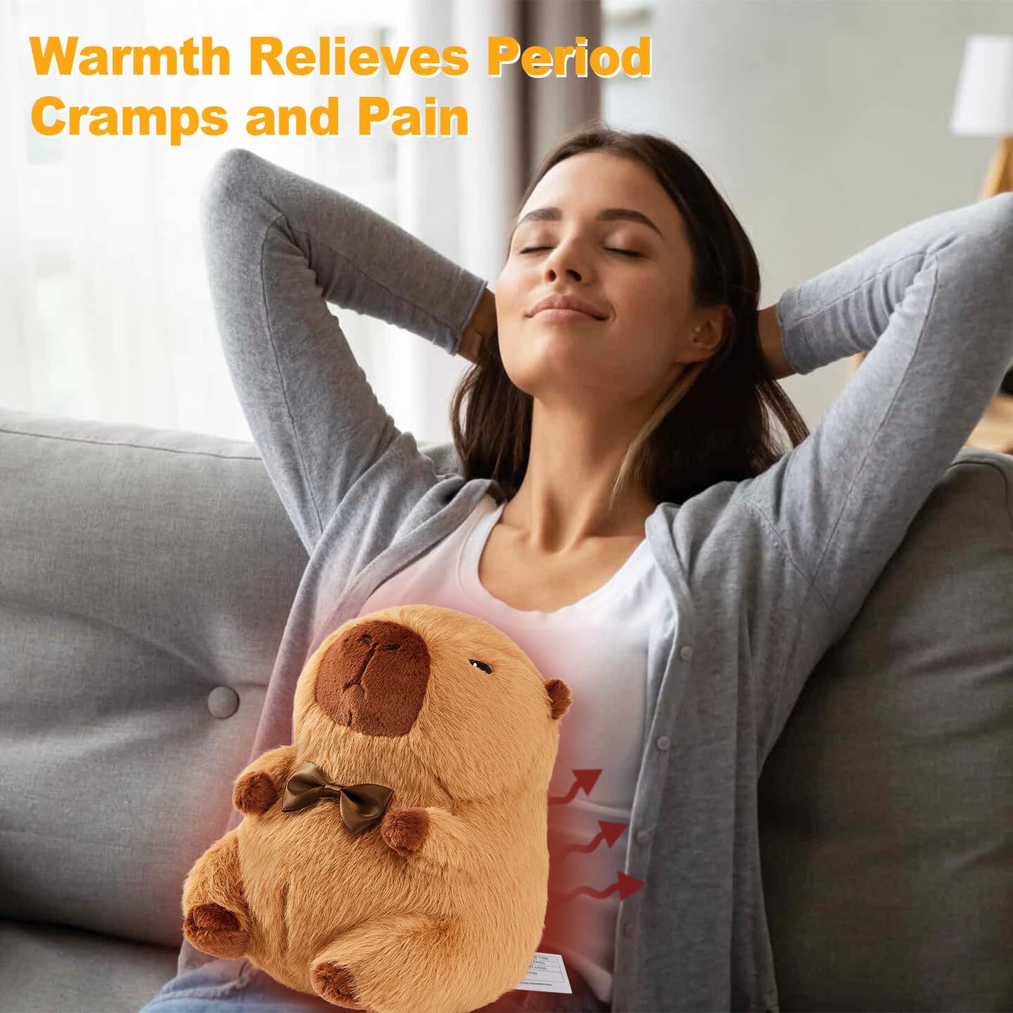 Ditucu Original Capybara Microwavable Weighted Stuffed Animal 2 lbs Heating Plush for Period Cramps Pain Plushies Toys Gifts for Kids Brown 9 inch