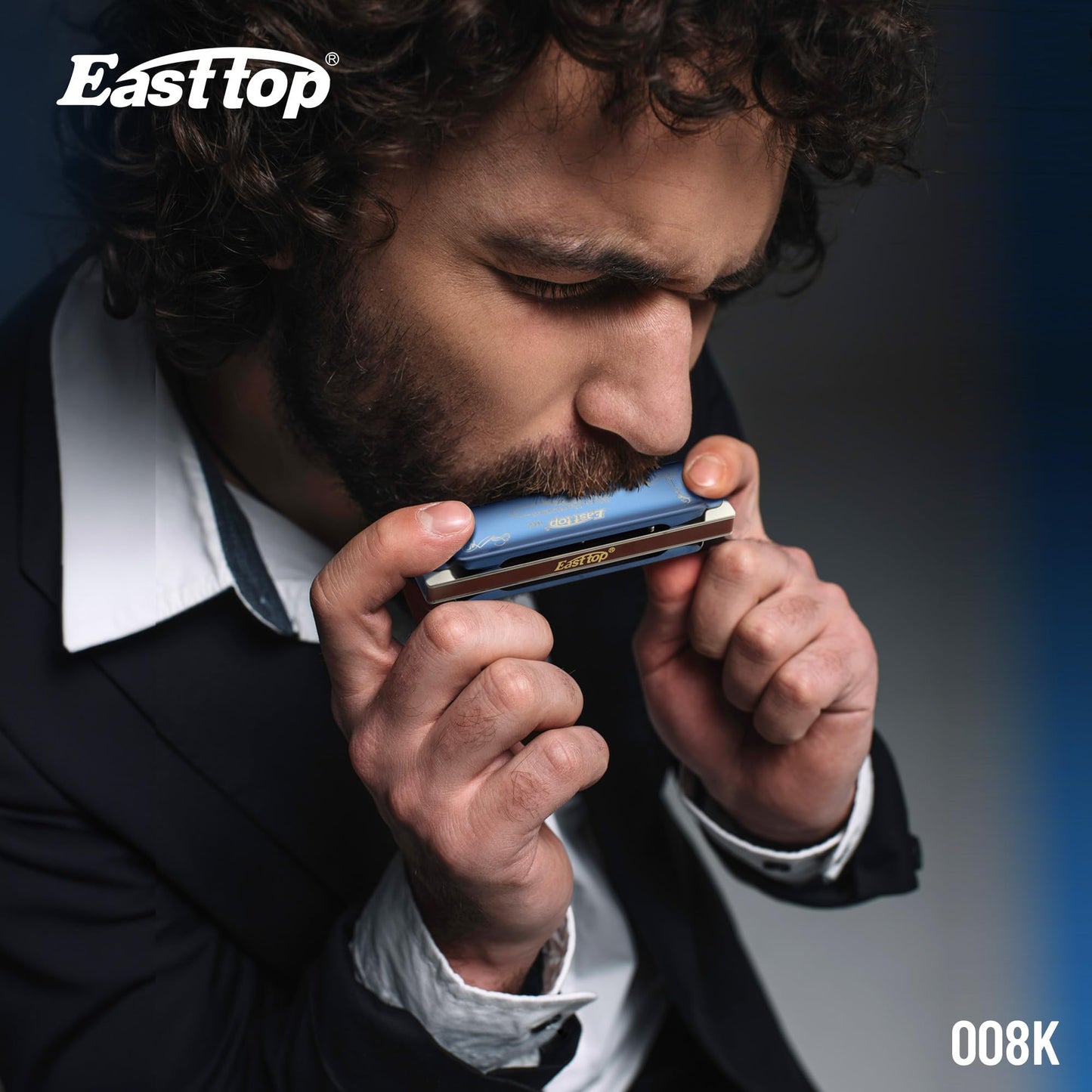 East top Harmonica C, Blues Harmonica Key of C 10 Hole 20 Tone Blues Mouth Organ Diatonic Harmonica Adult Musical Instrument for Professional Player, Beginner, Students (Blue)