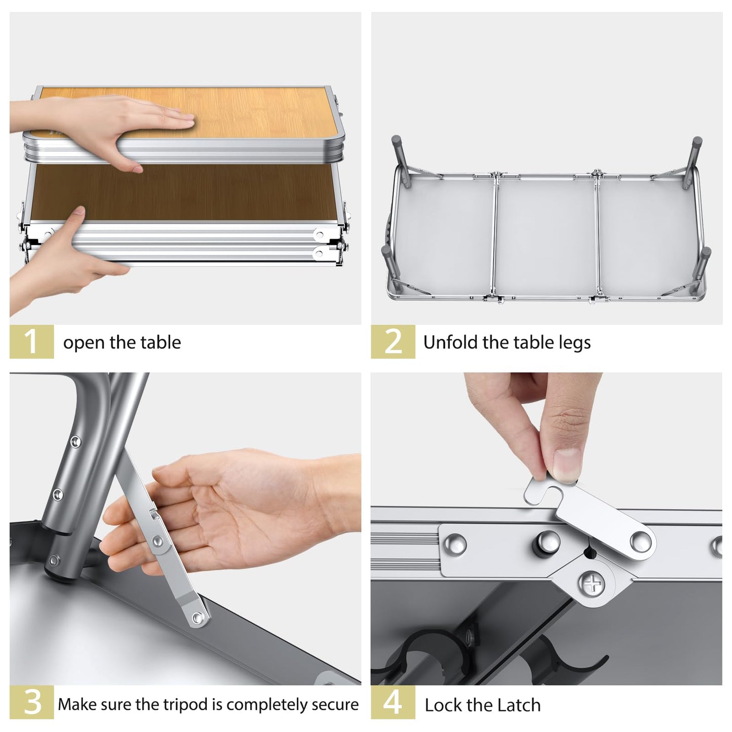 Anbte 3ft Low Folding Picnic Table, Thicker Aluminum Small Camping Table with Storage Bag, Portable Handle, Lightweight, for Camping Beach Party Picnic Floor, 34.2" x 15.7" x 10.3", Yellow