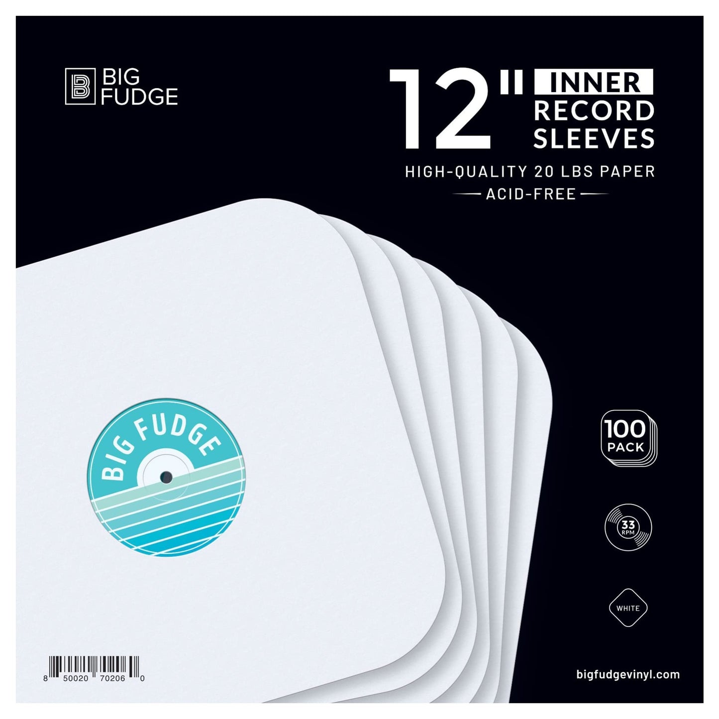 Big Fudge Vinyl Sleeves Inner - Vinyl Record Sleeves for 12 inch Records - Set of 25 - Clear 3-Ply LP Album Covers with Anti Static Rice Paper - Acid Free Protective Cover