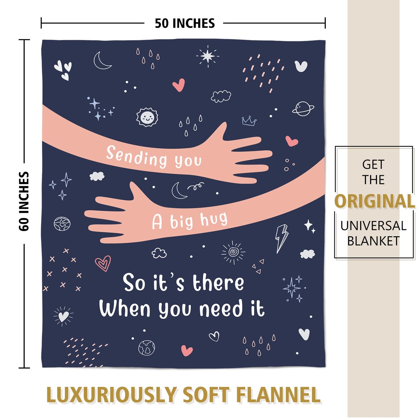 Afterprints Get Well Soon Gifts for Women Men, Hug/Healing Blanket, Thinking of You/Sympathy/After Surgery Gifts for Friends, Sister, Coworkers, Soft Throw Blankets 50'' x 60''