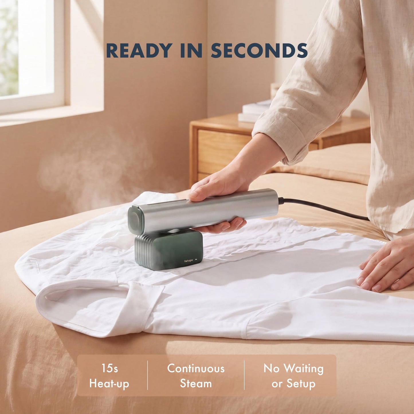 Nesugar Steamer Clothes G2,Portable Travel Steamer, Fashion Handheld Garment Steamer, 0.8lbs Lightly, 15s Fast Heat-up, 10 Minutes of Continuous Steam, Light Mini Steam Iron for travel and home