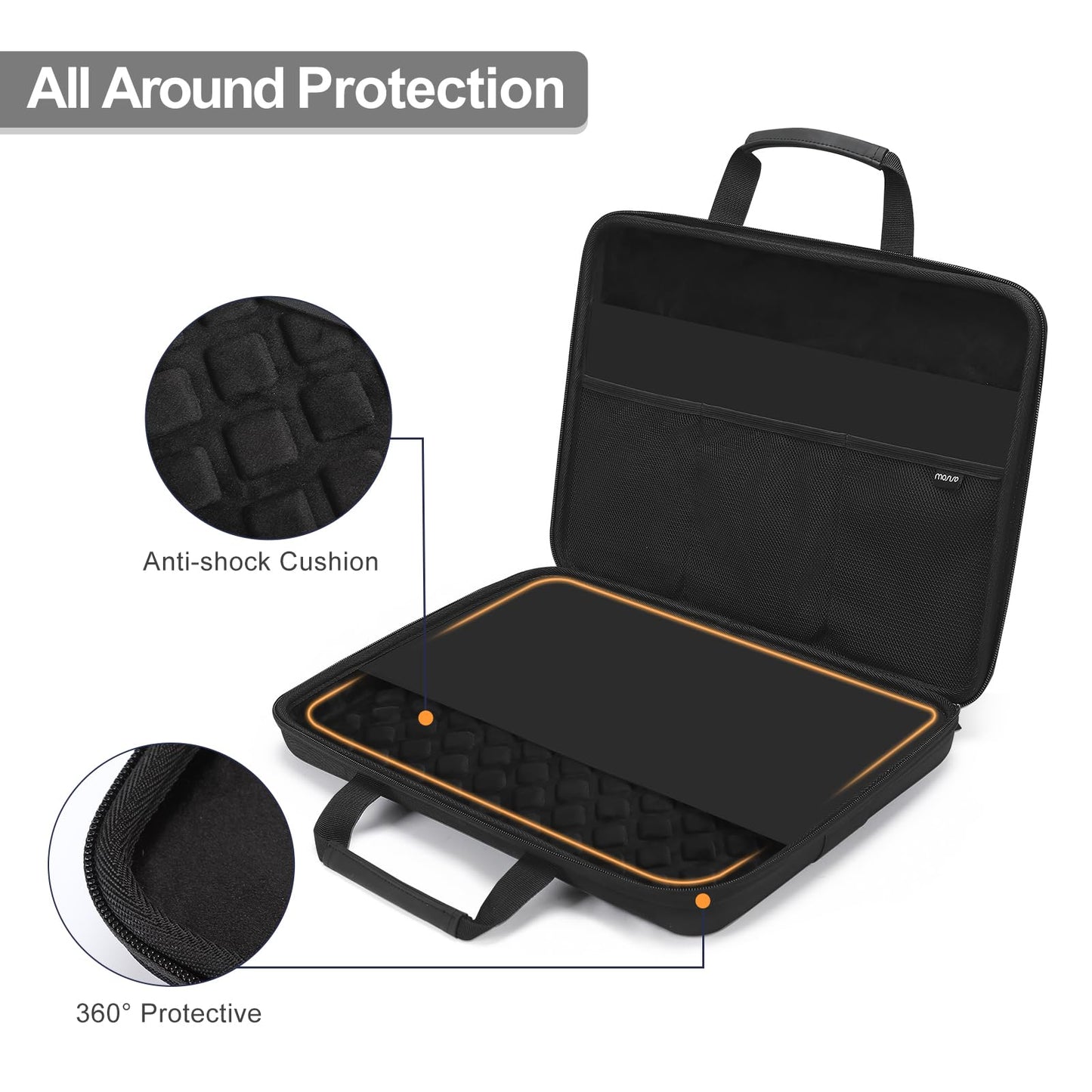 MOSISO 17-17.3 inch Laptop Hard Case, 17 inch Shockproof Waterproof Laptop Case Hard Shell Compatible with MacBook HP Dell, Carrying Sleeve Computer Bag with Sturdy Handle&Front Pocket&Belt, Black