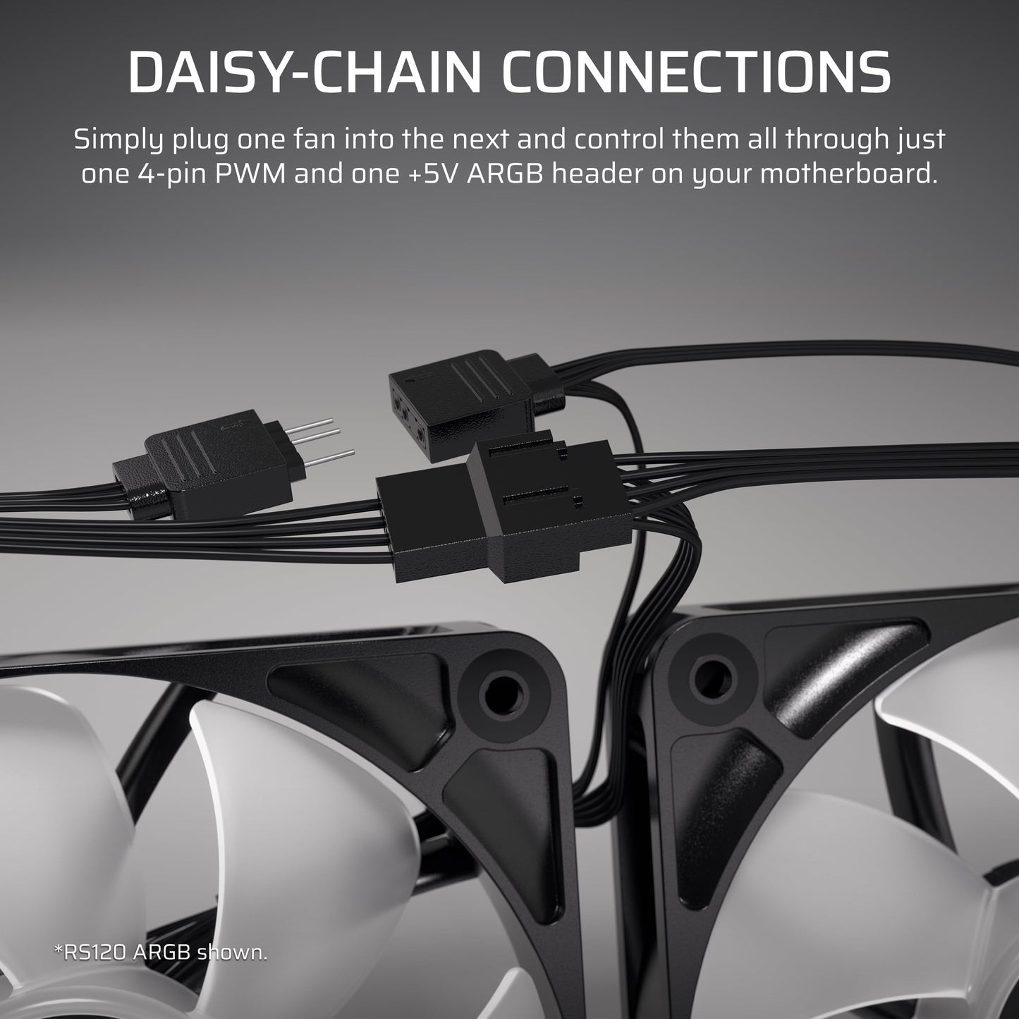 Corsair RS120-R ARGB 120mm PWM ARGB Reverse Fans – Reverse Rotor, +5V ARGB Connections, Eight RGB LEDs, High Static Pressure, Daisy-Chain, Magnetic Dome Bearing, Zero RPM Mode – Triple Pack – Black