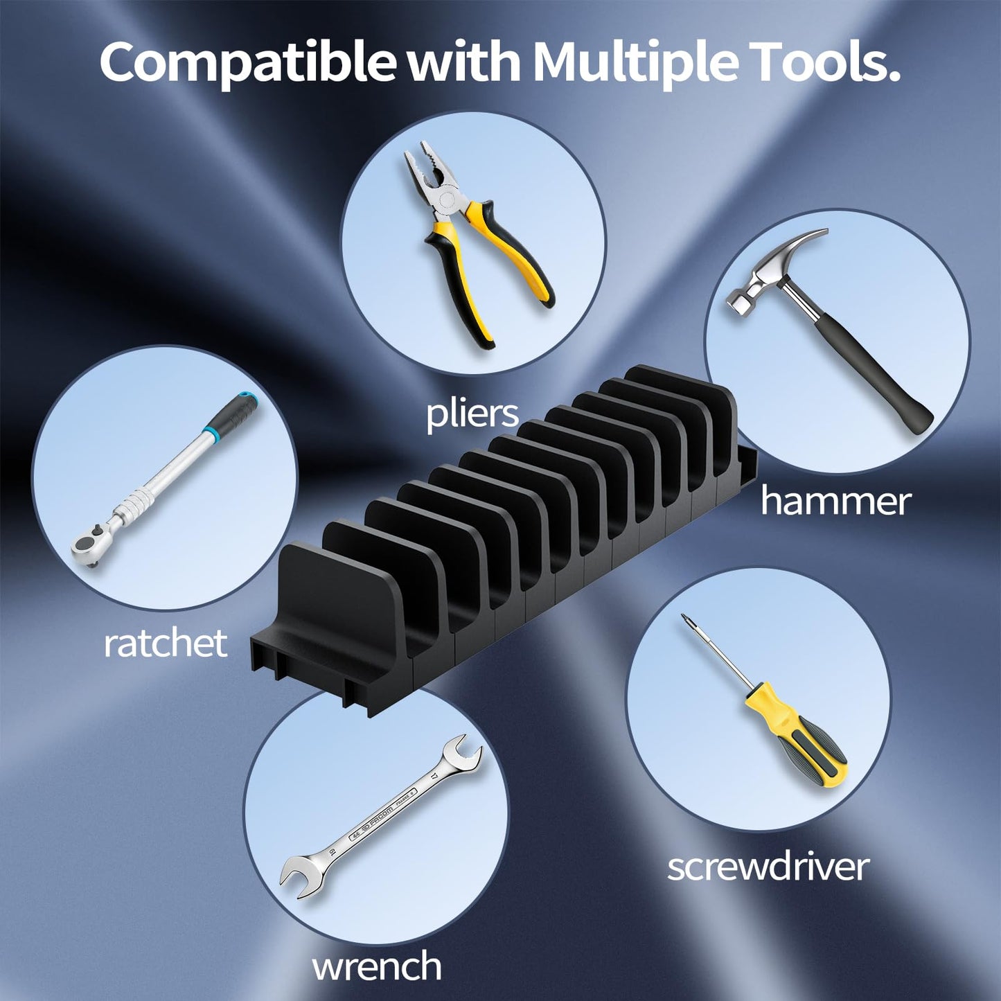 44 PCS Plier Organizer for Toolbox & Tool Drawer, Modular Desgin Plier Holders, Modular Toolbox Organizer System for Professional and DIY Mechanics, Include 20 Big Slot and 22 Small Slot, Black