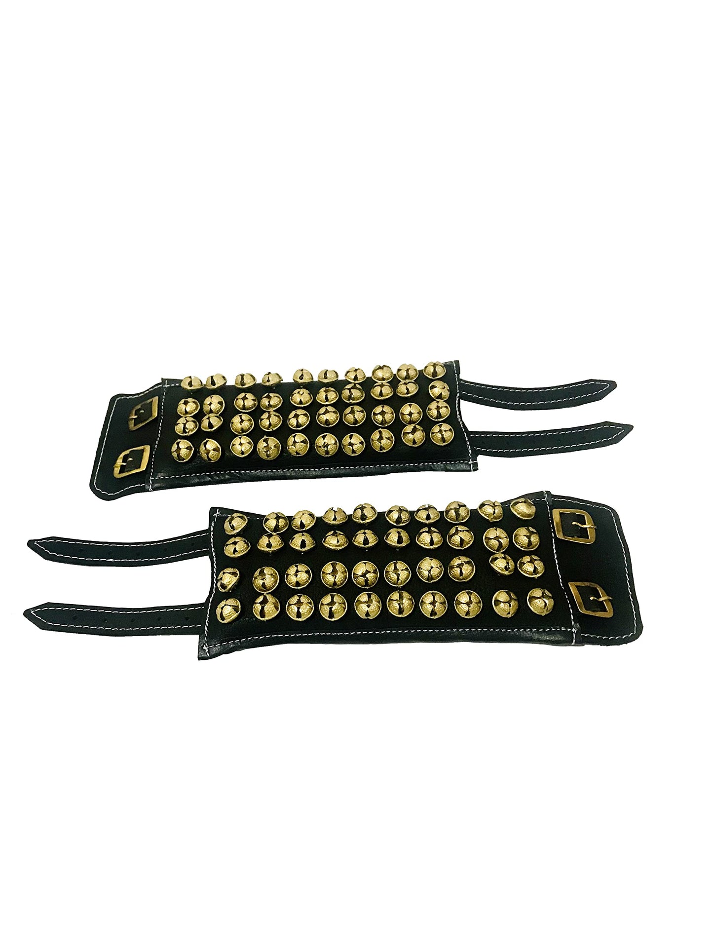 Ghungroo dancing ghunghroo bells Black leather pad pair Four Line Ghungroo (40+40) Classical Dance Accessories Kathak Big dancing brass bells (16 NO.) musical anklet for classical Indian dancers
