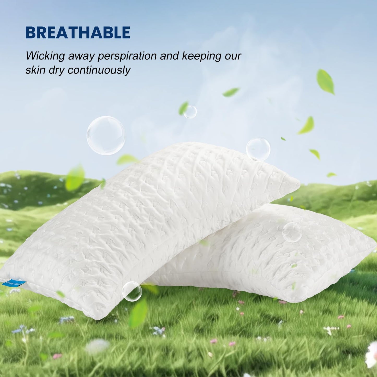 Cooling Side Sleeper Pillows for Adults, Curved Pillow for Neck and Shoulder, Shredded Memory Foam Pillows, Adjustable Crescent Pillow with Extra Fill, Queen Size