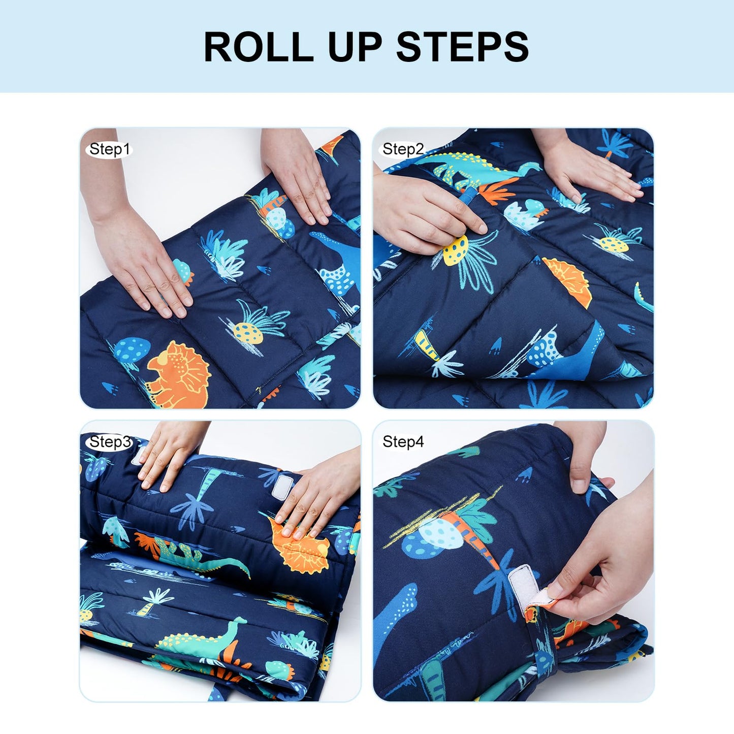 david's kids Toddler Nap Mat Set with Removable Pillow, Ultra Soft Slumber Bags for Boys，Perfect for Preschool, Daycare, Kids Sleeping Bags with Rollup Design, 50"x20", Dinosaur