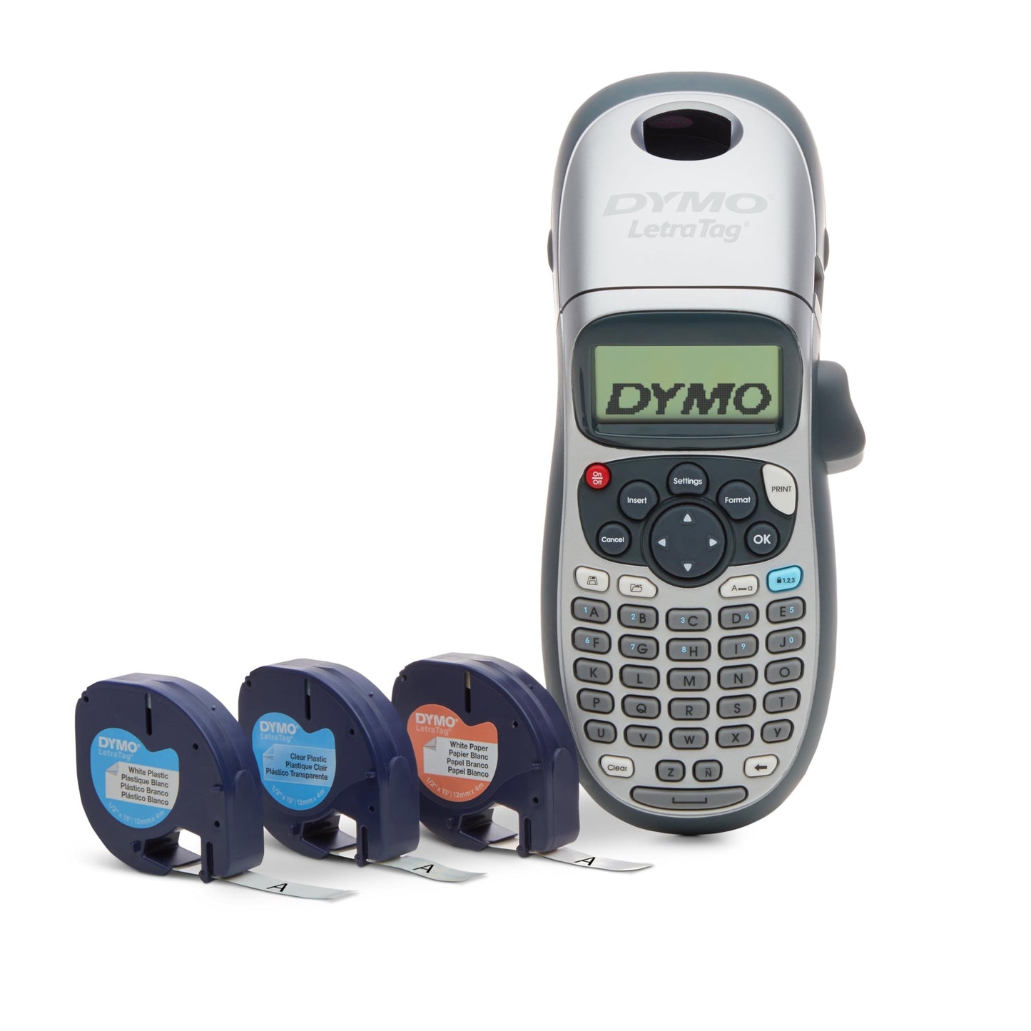 DYMO Label Maker with 3 Bonus Labeling Tapes, LetraTag 100H Handheld Label Maker & LT Label Tapes, Easy-to-Use, Great for Home & Office Organization