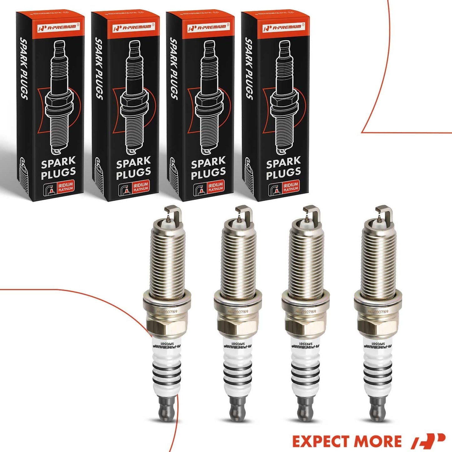 A-Premium Iridium Platinum Spark Plugs (Pack of 4) Compatible with Honda CR-V, Civic, Accord, Fit & Toyota Corolla, Prius & Subaru Outback & Mazda CX-5 & Acura TLX & Scion xD & more