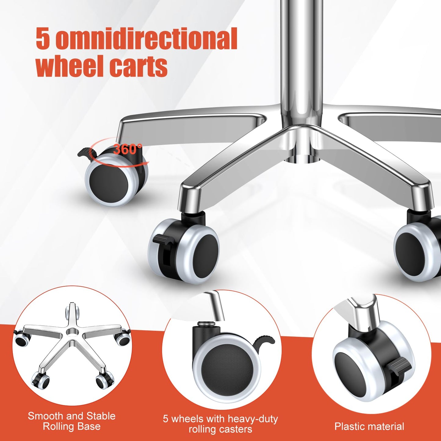 ChoJiah Extra Large Rolling Salon Tray on Wheels Hairstylist Tray Tattoo Tray, Ideal Use for for Hair Salon Dental Hairstylist Cart