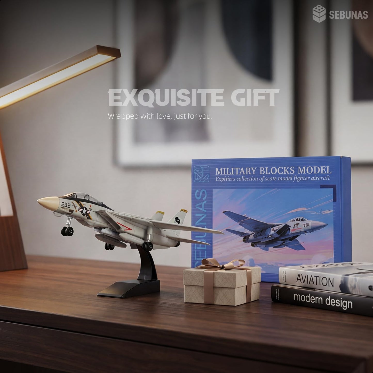 SEBUNAS 1:72 Scale F-14 Tomcat Fighter Jet Quick Build Model Kit Plastic Millitary F14 Toy Airplane Assembly Aircraft Model with Stand Gift for Kids (36PCS)