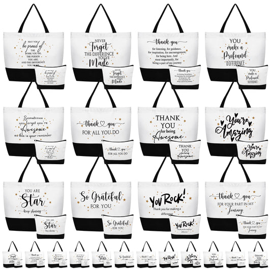 Abbylike 48 Pcs Employee Appreciation Gift Thank You Tote Bags for Women Vet Tech Week Teacher Coworker Staff Nurse(Mix)