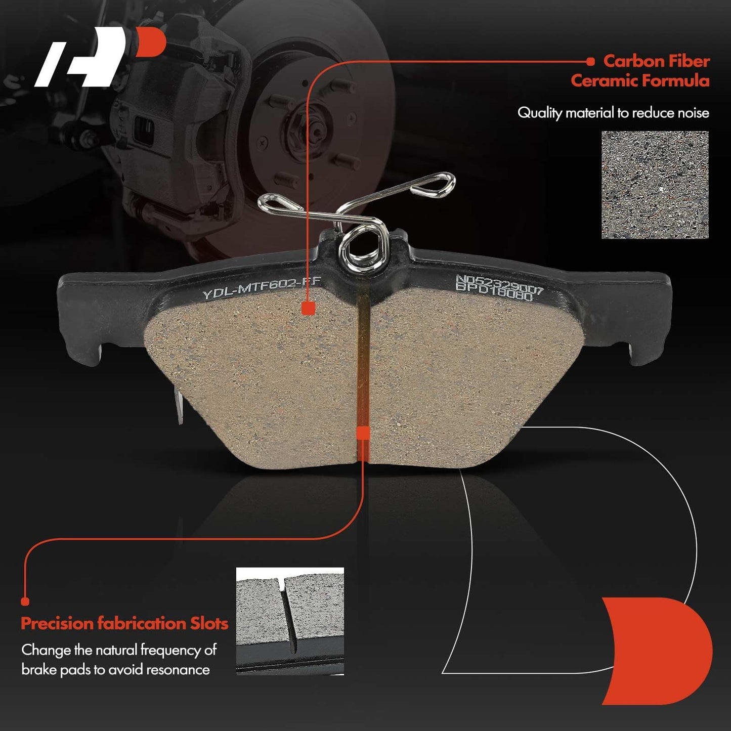 A-Premium Rear Ceramic Disc Brake Pads Set Compatible with Subaru Models - Ascent 2019-2024, Crosstrek/Forester 2019-2025, Legacy/Outback 2015-2025, WRX 2016-2024, 4-Pack