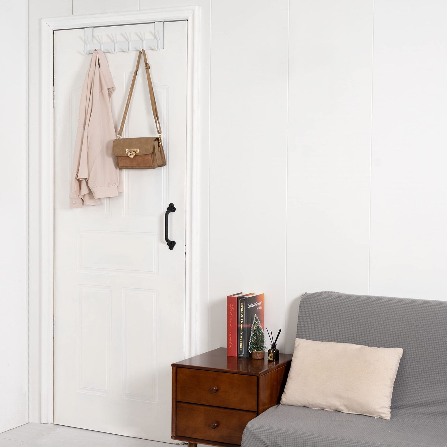 WEBI Over The Door Hook:Over The Door Towel Rack,Door Coat Hanger Towel Hanger Over Door Coat Rack for Hanging Clothes,Hats,Bathroom,White,2 Packs