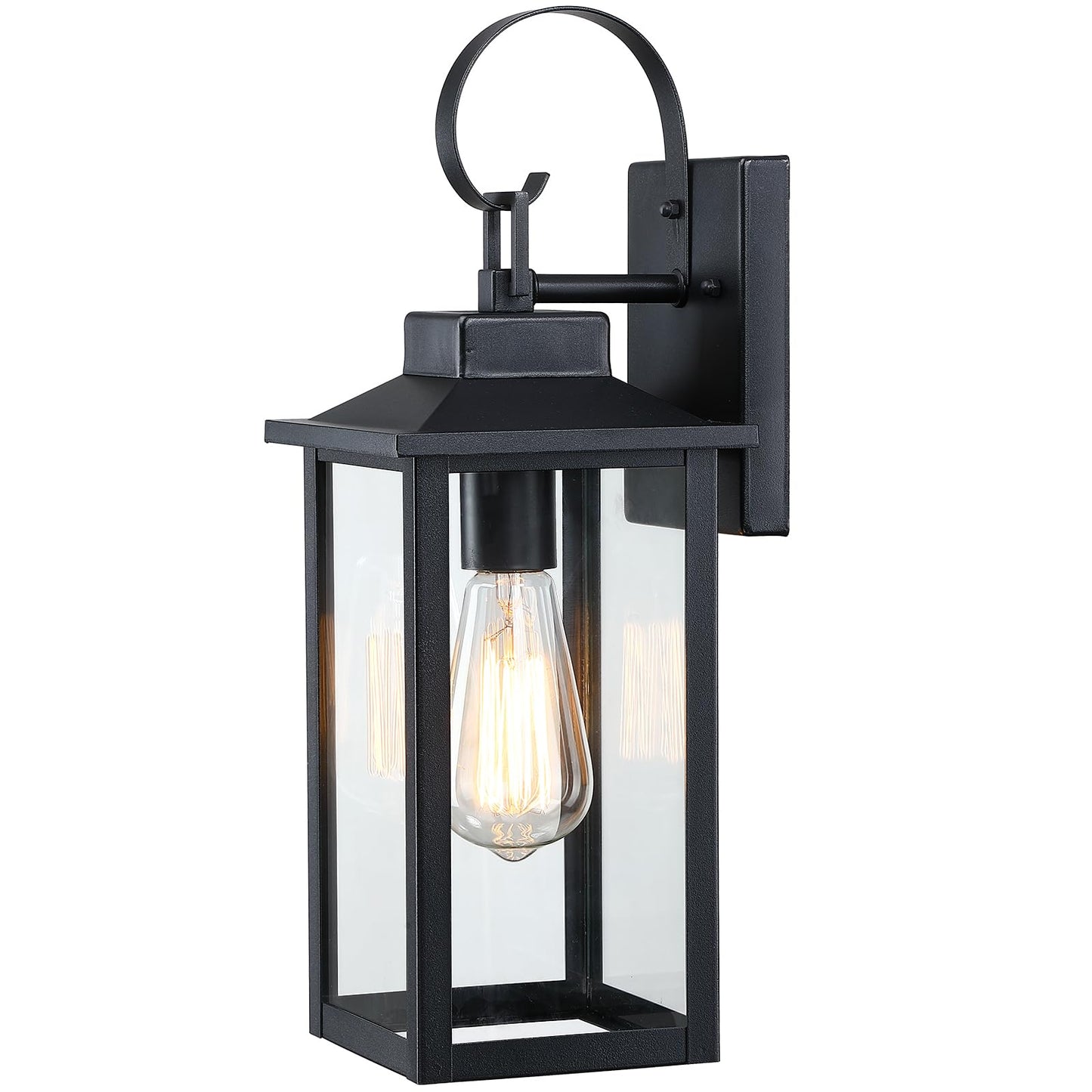 Large Outdoor Wall Light Fixture Exterior 1Pack, 16.5" Waterproof Front Porch Light Outdoor Wall Sconce with Tempered Glass, Anti-Rust E26 Modern Black Outside Lighting for House Patio Garage, 1Pack