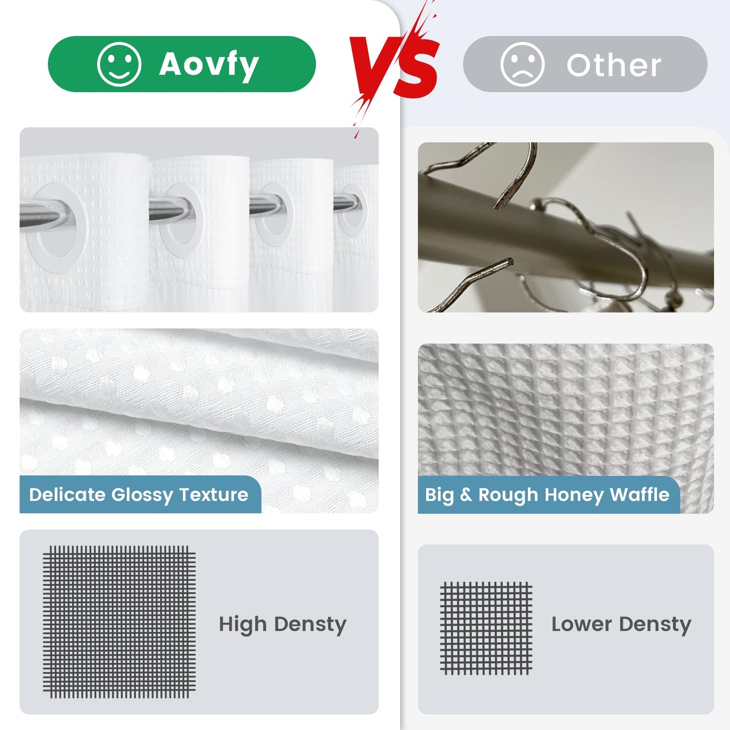 No Hook Shower Curtain with Snap in Fabric Liner- Hotel Style Waffle Weave Shower Curtains with See Through Top Window for Bathroom, Waterproof & Washable, White, 71" W x 74" L