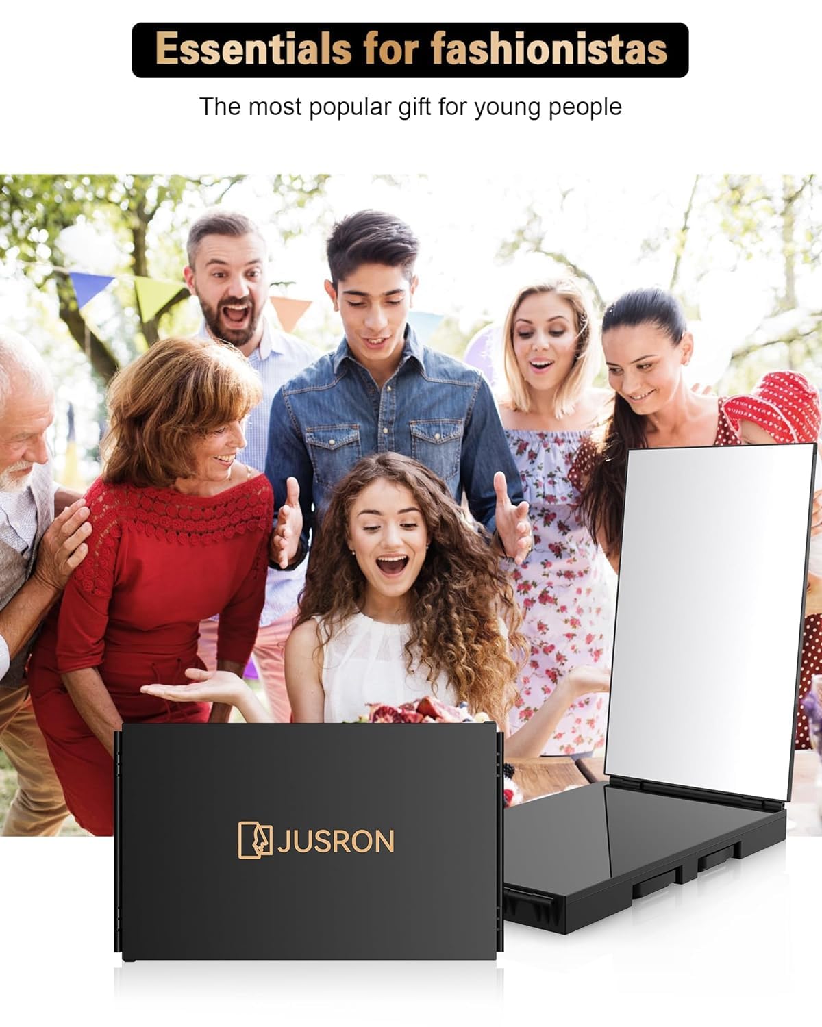 3 Way Mirror for Self Hair Cutting, 360 Trifold Self Haircut Mirror 3 Sided Makeup Mirror to See Back of Head with Height Adjustable Hooks, for Hair Cutting, Makeup, Shaving, Braiding, Styling