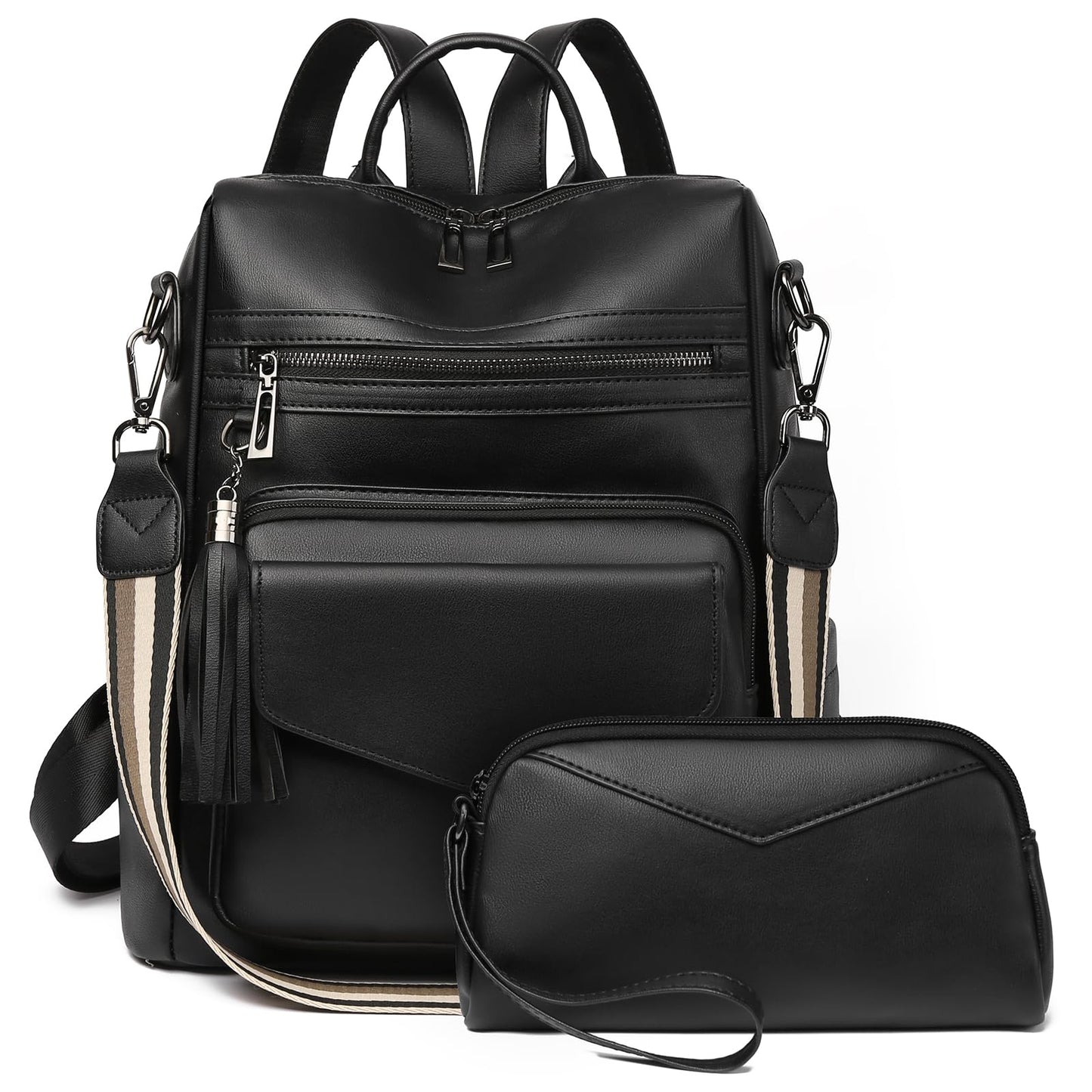GAEKEAO Backpack Purse for Women Fashion Leather Designer Travel Backpack Purses Convertible Shoulder Bag with Wristlet