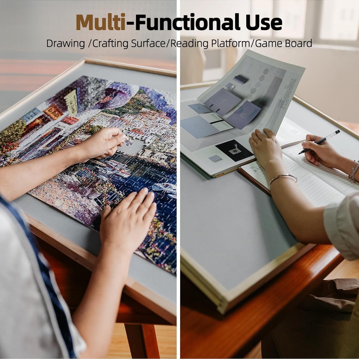 ALL4JIG 1500 Pieces 2-in-1 Tilting & Rotating Puzzle Board for Adults Gifts, Wooden Jigsaw Puzzle Table with 4 Drawers, Portable Puzzle Table with Lazy Susan and Cover, 26.4" x 34.4"