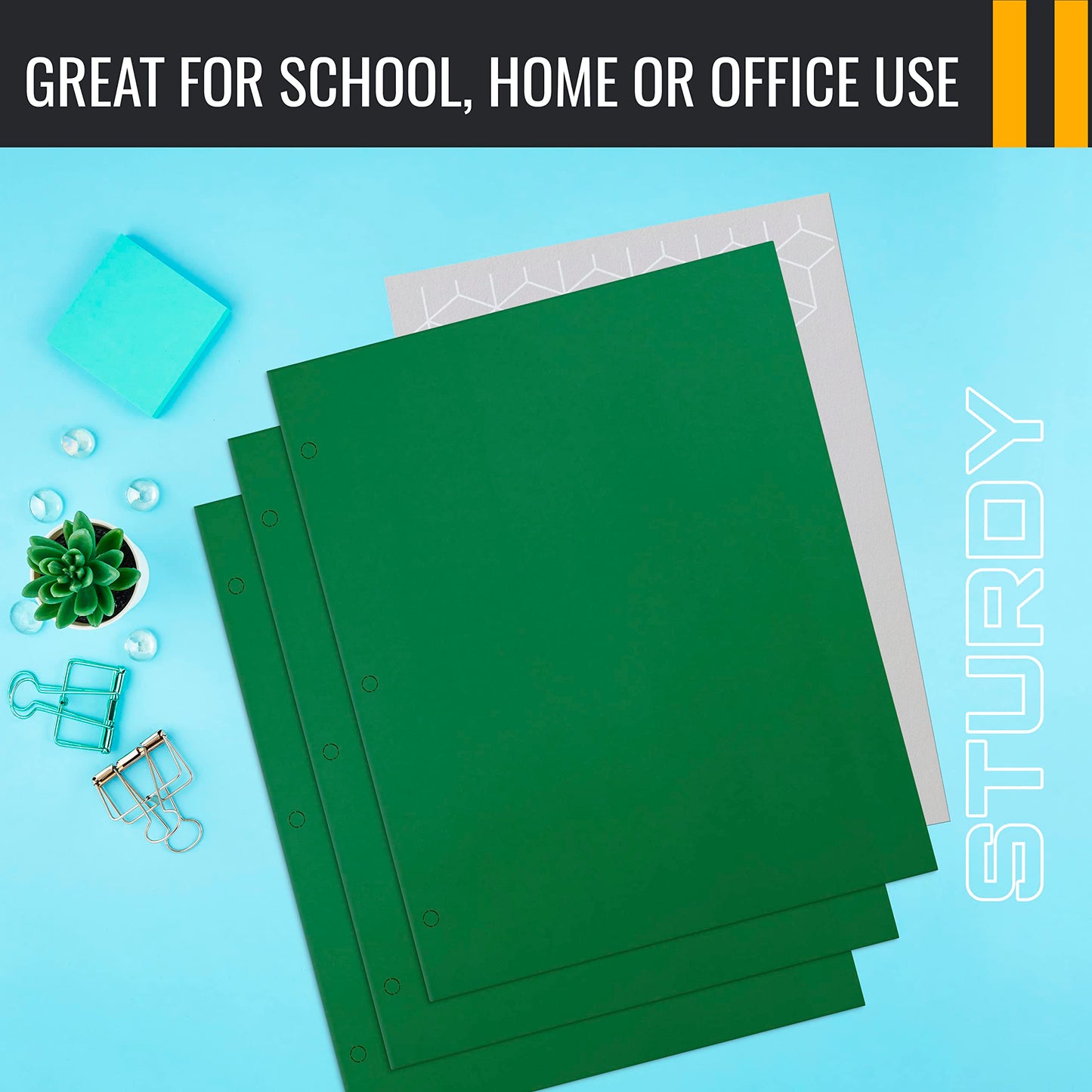 Better Office Products Green Folders, 50 Pack Letter Size Pocket Folders, Green Folders with Pockets, Two Pocket Portfolio Folders, Durable Paper Folders for School Classroom Office Organization